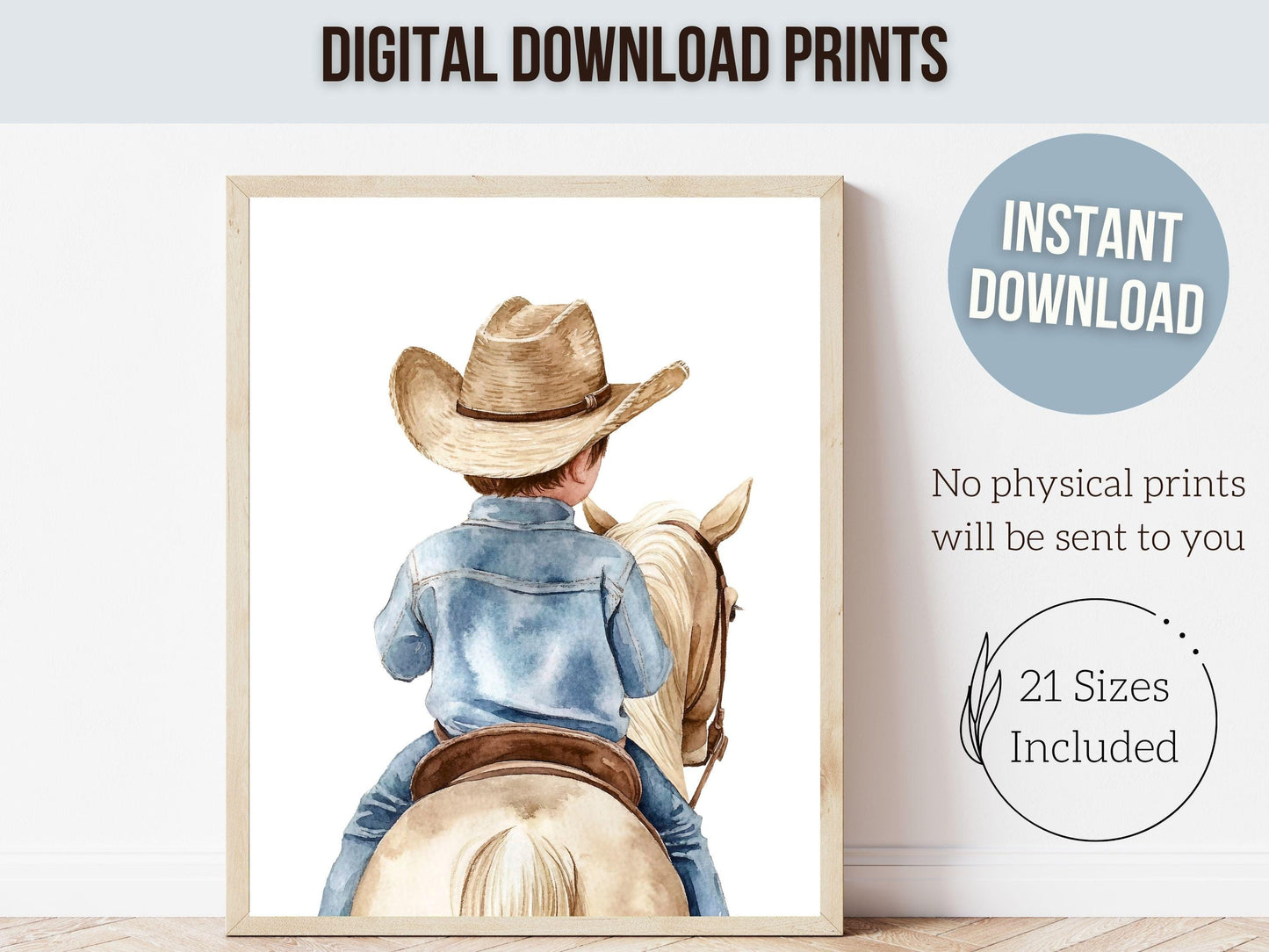 Cowboy Nursery Print, Cowboy Nursery Decor, Baby Boy Western Nursery Decor,Little Boy Cowboy Hat Horse Riding Nursery Wall Art Digital Print