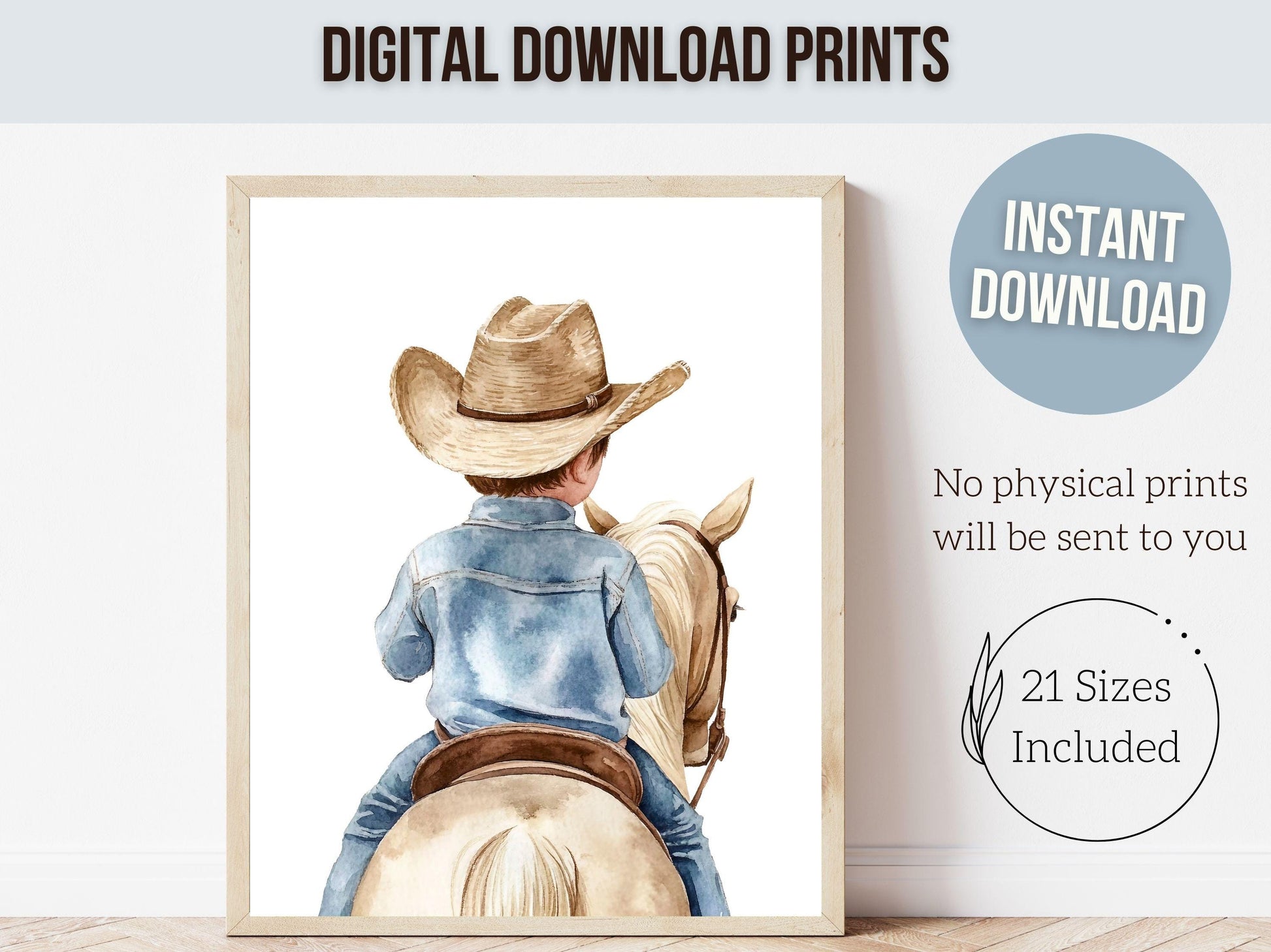 Cowboy Nursery Print, Cowboy Nursery Decor, Baby Boy Western Nursery Decor,Little Boy Cowboy Hat Horse Riding Nursery Wall Art Digital Print