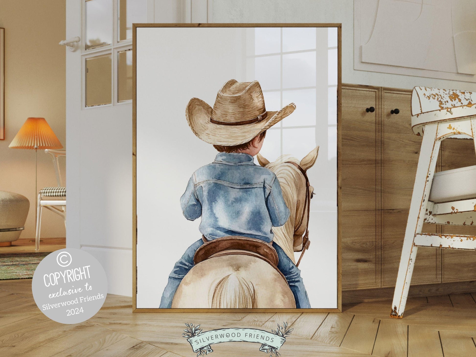 Cowboy Nursery Print, Cowboy Nursery Decor, Baby Boy Western Nursery Decor,Little Boy Cowboy Hat Horse Riding Nursery Wall Art Digital Print