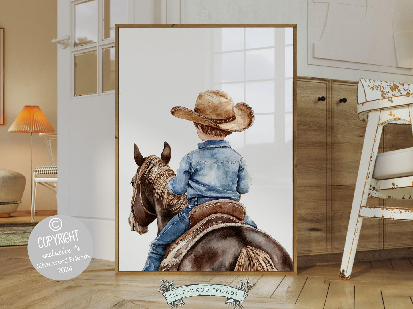 Cowboy Nursery Print, Cowboy Nursery Decor, Baby Boy Western Nursery Decor,Little Boy Cowboy Hat Horse Riding Nursery Wall Art Digital Print