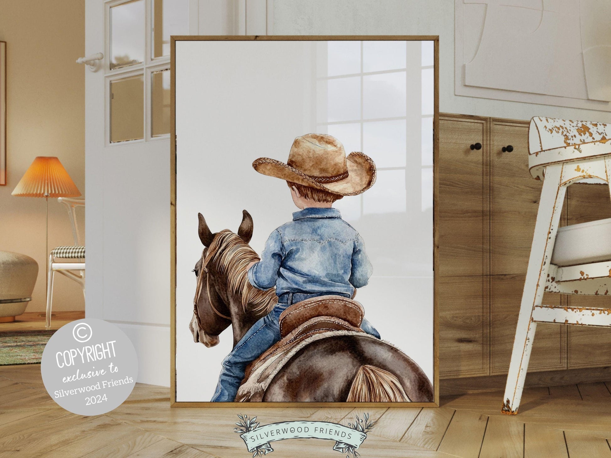 Cowboy Nursery Print, Cowboy Nursery Decor, Baby Boy Western Nursery Decor,Little Boy Cowboy Hat Horse Riding Nursery Wall Art Digital Print