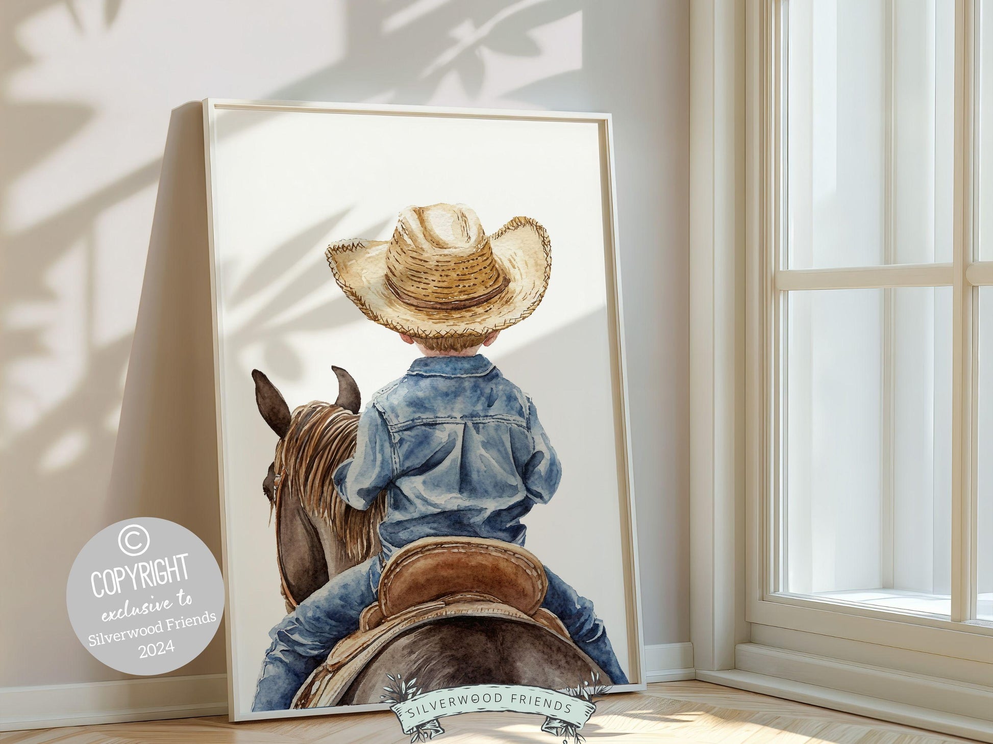 Cowboy Nursery Print, Cowboy Nursery Decor, Baby Boy Western Nursery Decor,Little Boy Cowboy Hat Horse Riding Nursery Wall Art Digital Print