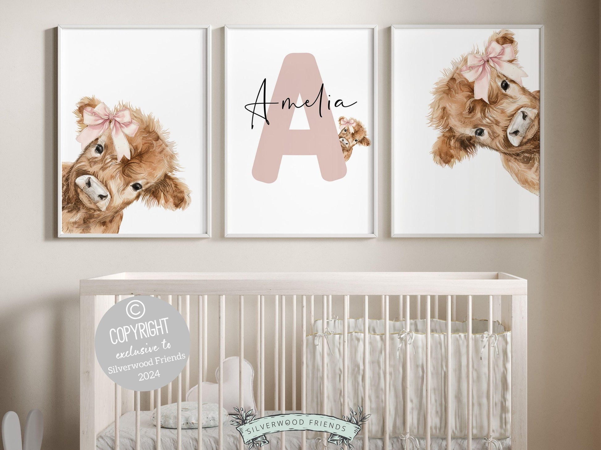Peeking Highland Cow Nursery Print, Highland Cow Nursery Decor, Highland Cow Gift Kids Farm Bedroom Wall Decor, Watercolor Cow Digital Print