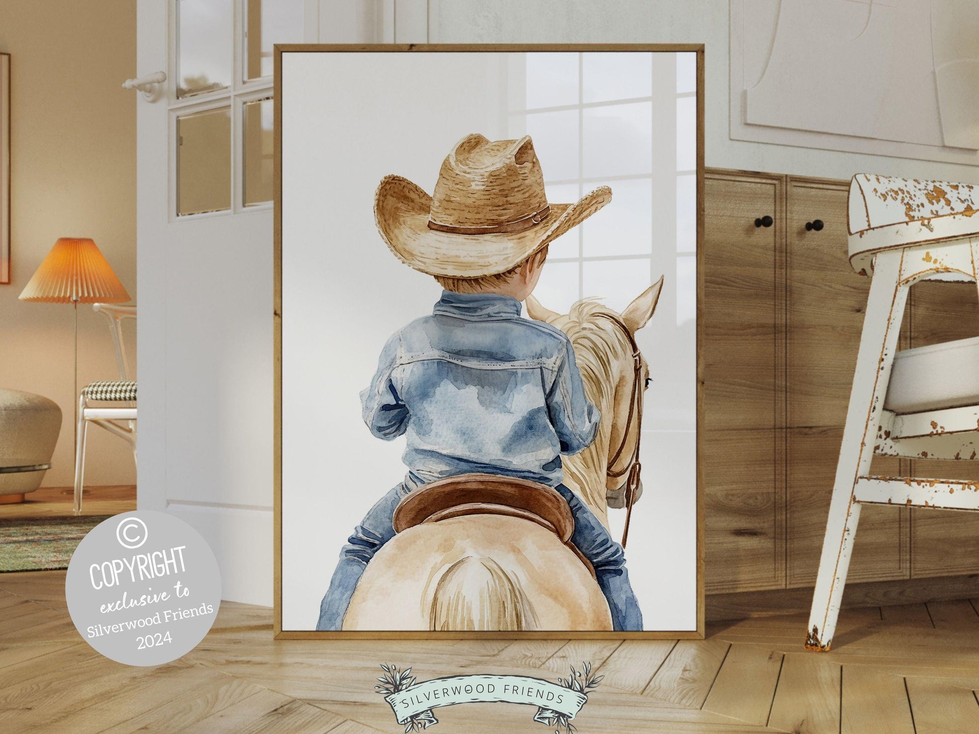 Cowboy Nursery Print, Cowboy Nursery Decor, Baby Boys Western Nursery Decor, Little Boy Cowboy Horse Riding Nursery Wall Art Digital Print