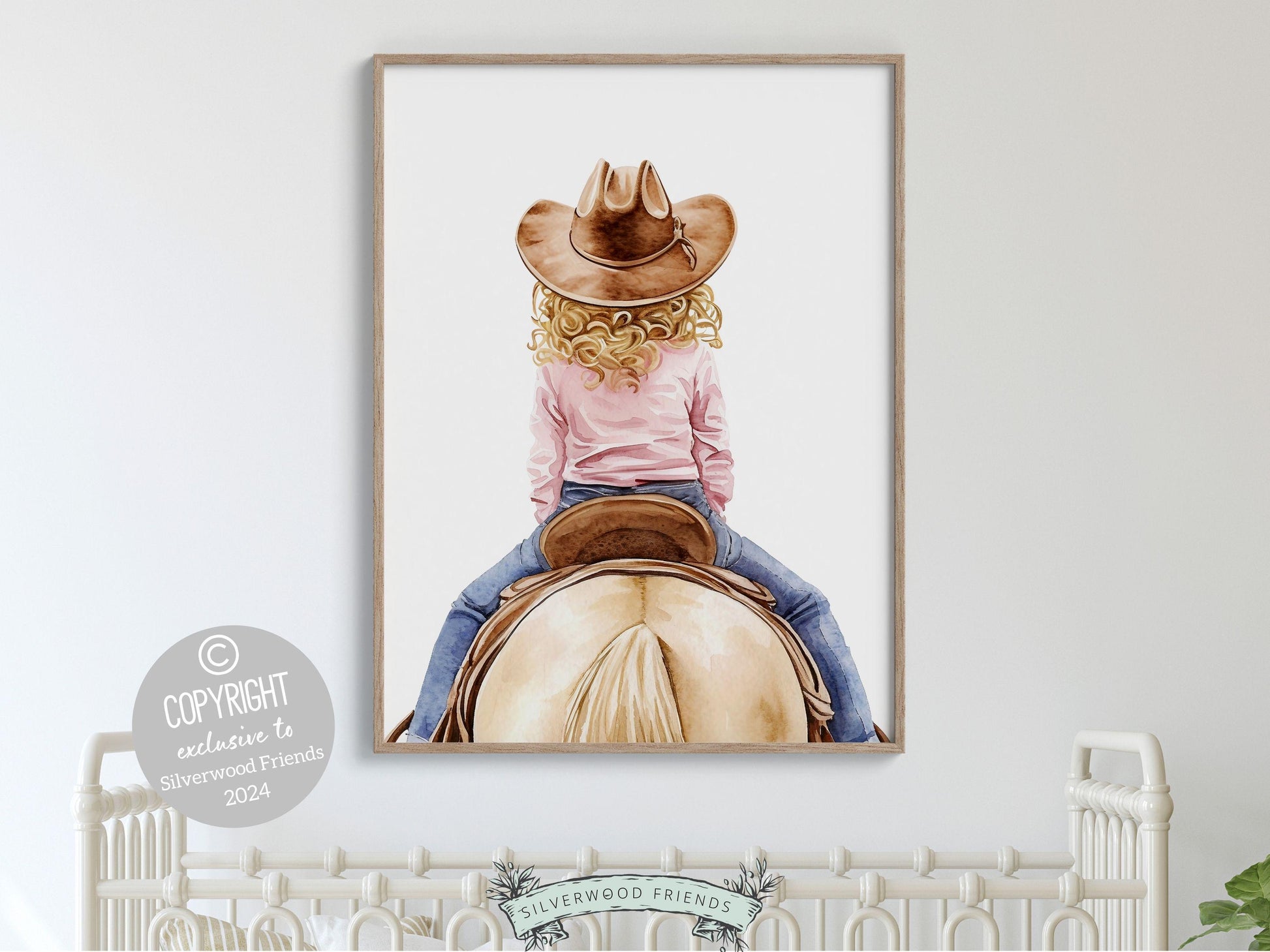 Horse Print, Cowgirl Nursery Print, Cowgirl Nursery Decor, Baby Girl Western Nursery Decor, Girls Room Pink Horse Wall Art Digital Print