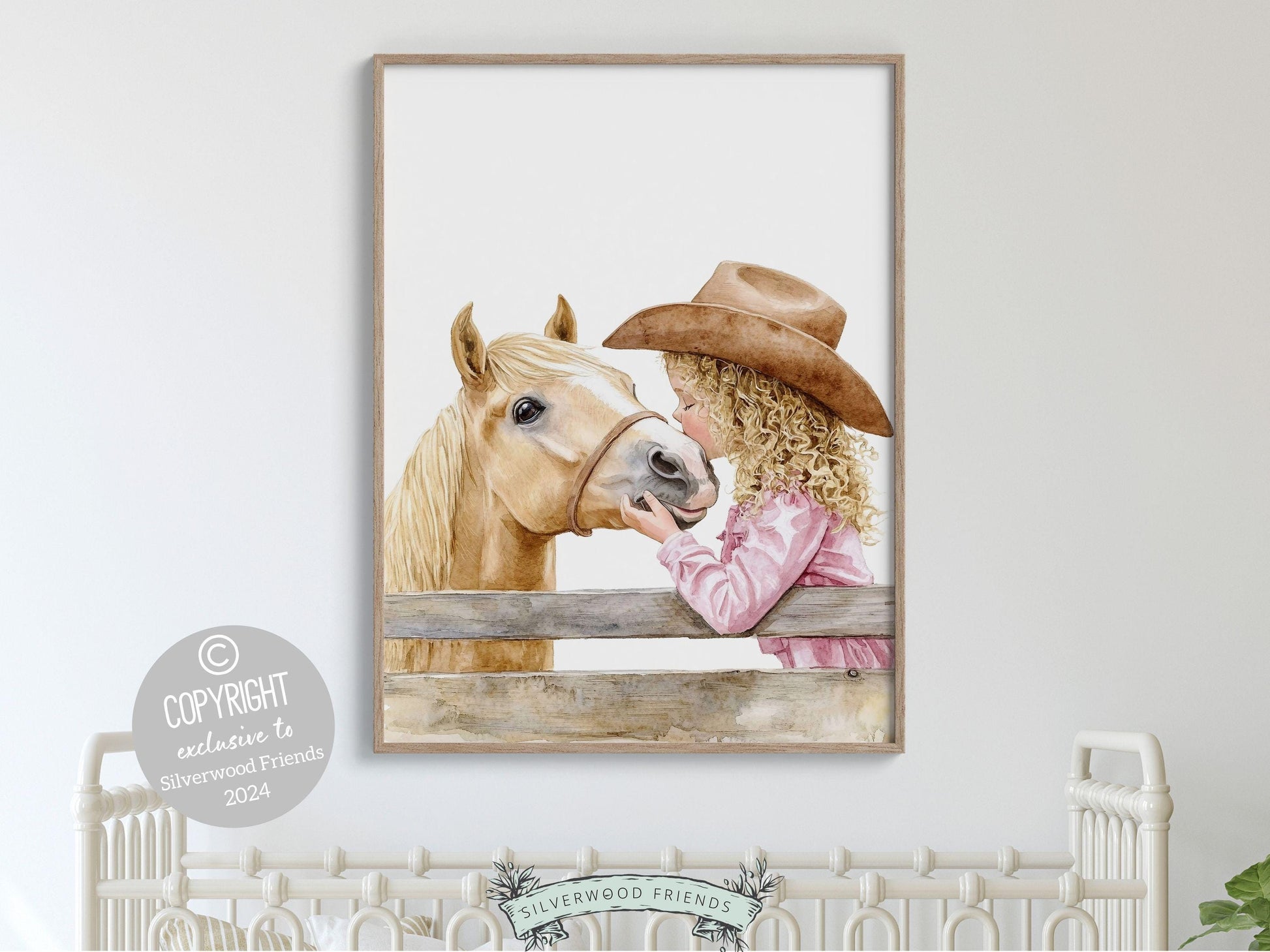 Horse Print, Cowgirl Nursery Print, Cowgirl Nursery Decor, Baby Girl Western Nursery Decor, Girls Room Pink Horse Wall Art Digital Print