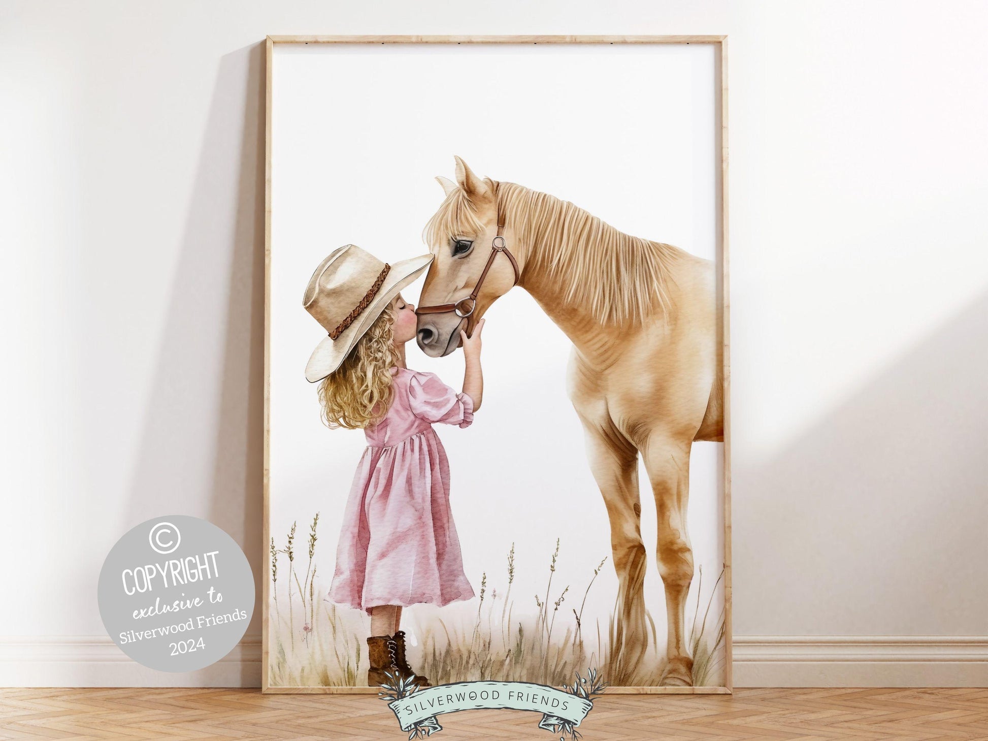 Horse Print, Cowgirl Nursery Print, Cowgirl Nursery Decor, Baby Girl Western Nursery Decor, Girls Room Pink Horse Wall Art Digital Print