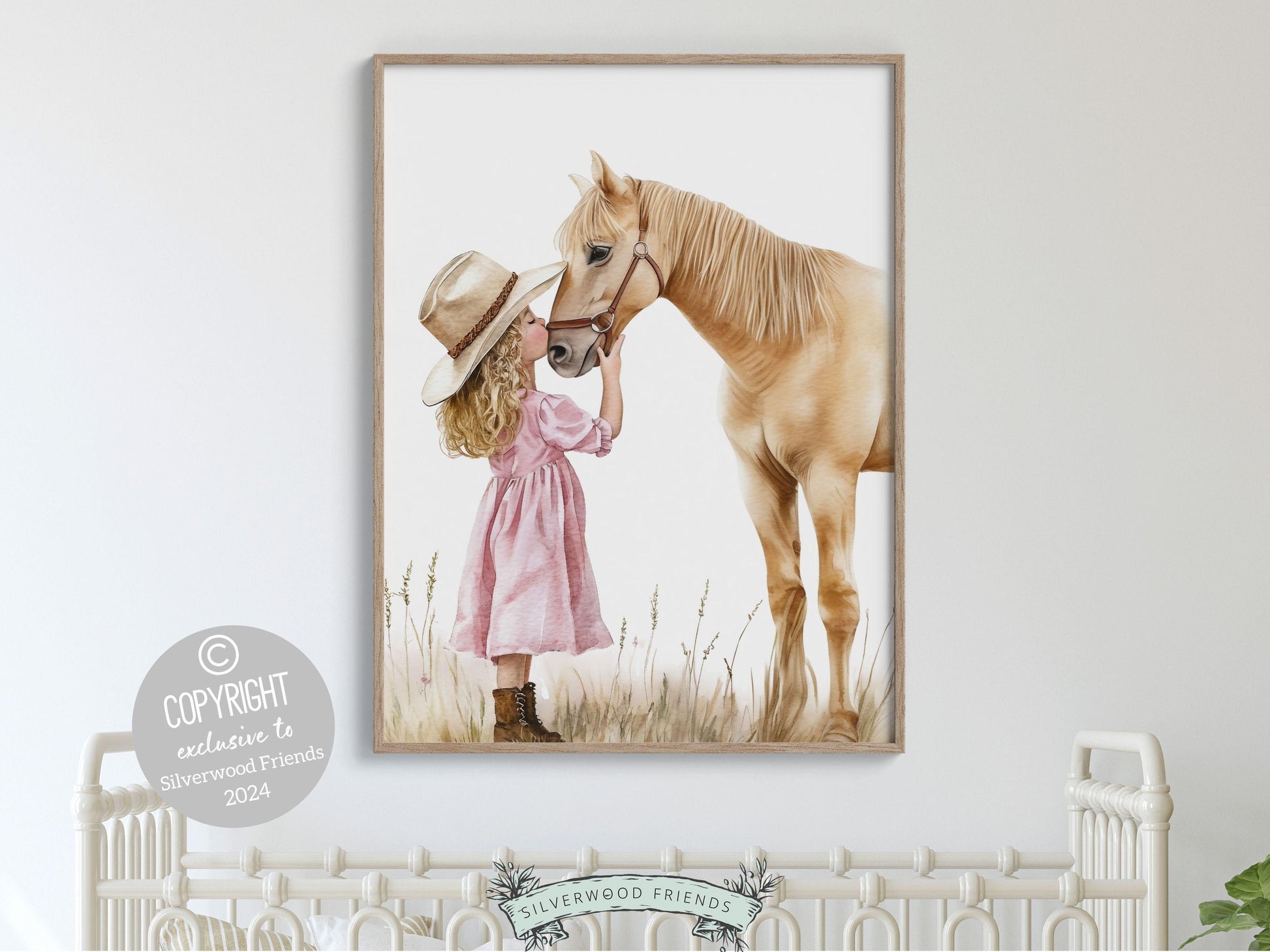 Horse Print, Cowgirl Nursery Print, Cowgirl Nursery Decor, Baby Girl Western Nursery Decor, Girls Room Pink Horse Wall Art Digital Print