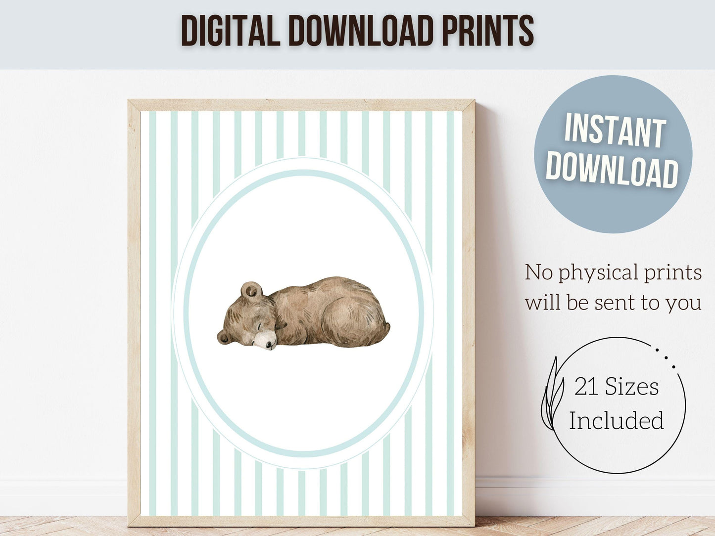 Baby Bear Nursery Prints, Baby Boy Sage Green Woodland Bear Nursery Decor, Teddy Bear Nursery Wall Art, Boys Woodland Nursery Digital Prints