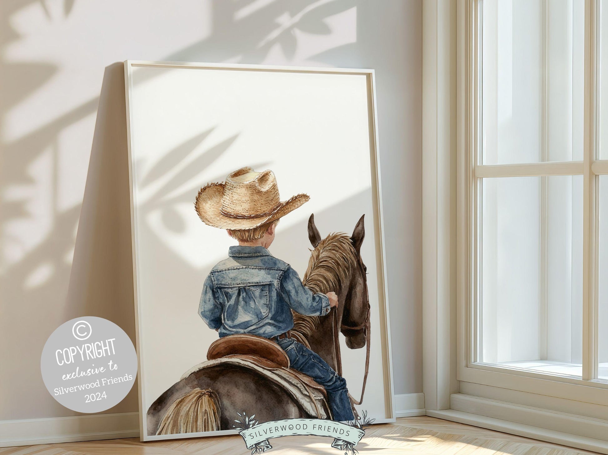 Cowboy Nursery Print, Cowboy Nursery Decor, Baby Boy Western Nursery Decor,Little Boy Cowboy Hat Horse Riding Nursery Wall Art Digital Print