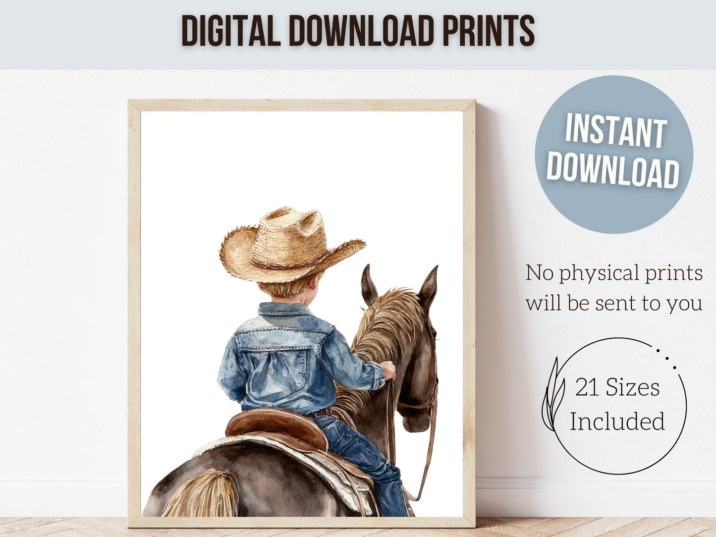 Cowboy Nursery Print, Cowboy Nursery Decor, Baby Boy Western Nursery Decor,Little Boy Cowboy Hat Horse Riding Nursery Wall Art Digital Print