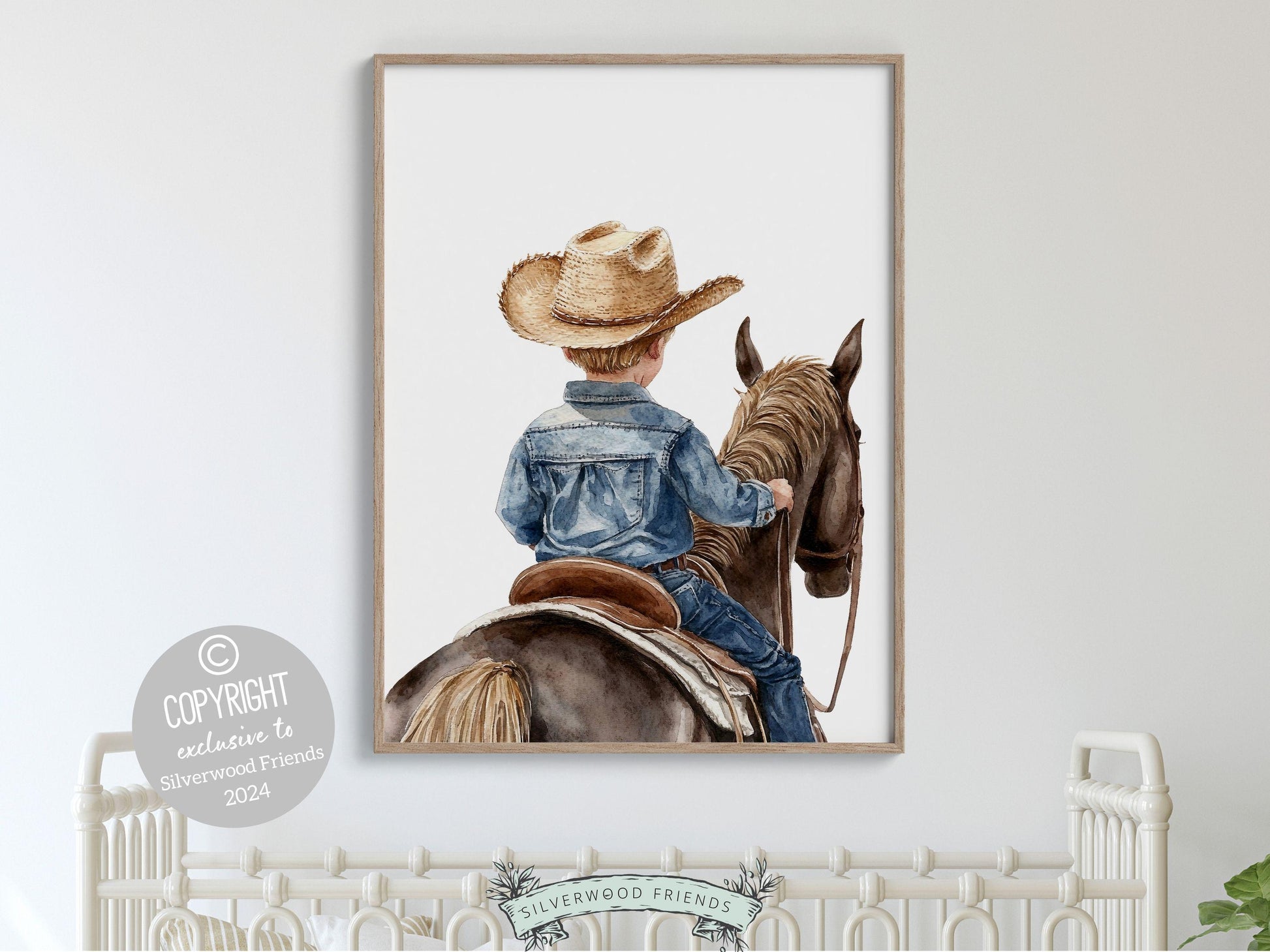 Cowboy Nursery Print, Cowboy Nursery Decor, Baby Boy Western Nursery Decor,Little Boy Cowboy Hat Horse Riding Nursery Wall Art Digital Print