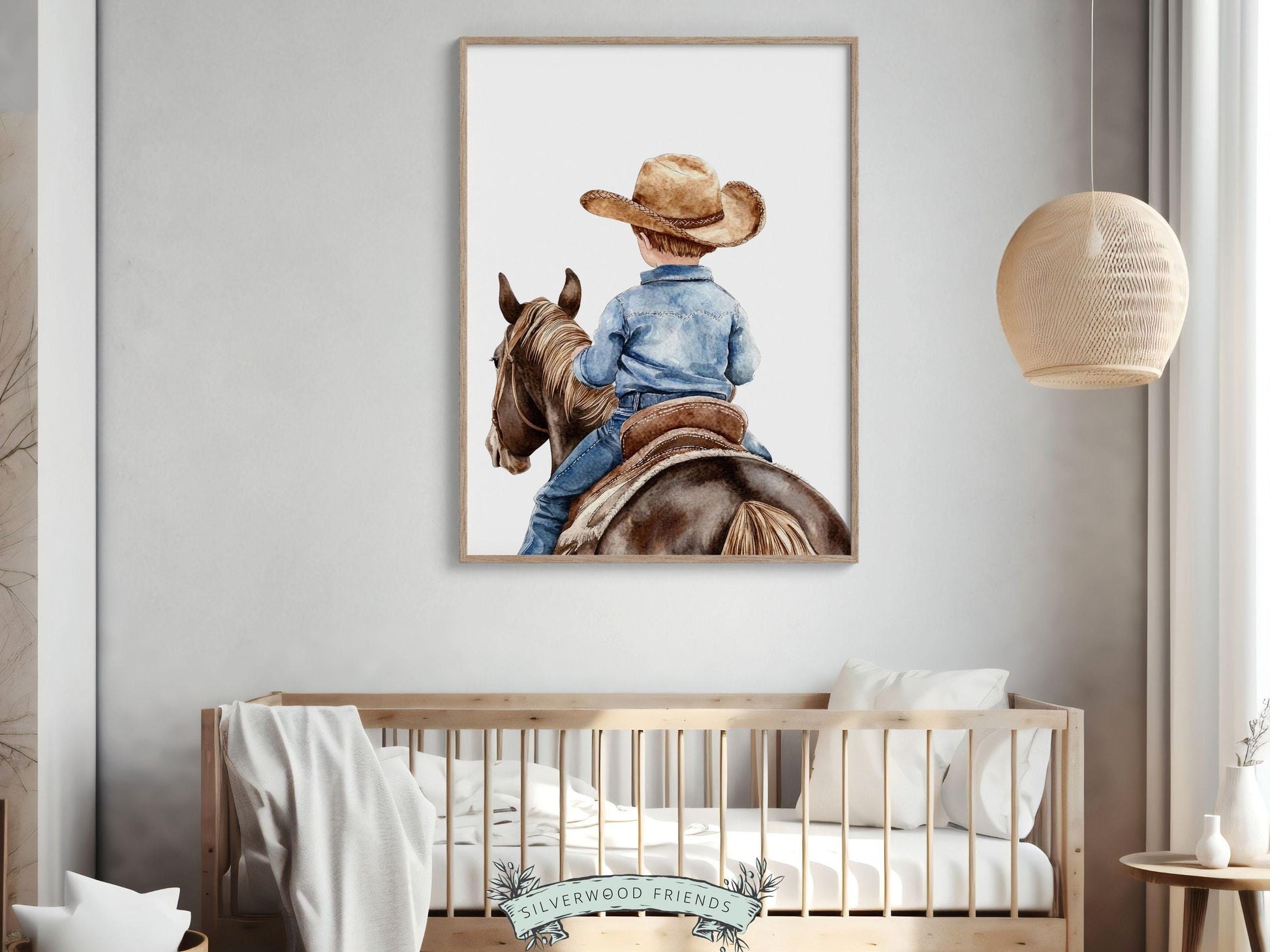 Cowboy Nursery Print, Cowboy Nursery Decor, Baby Boy Western Nursery Decor,Little Boy Cowboy Hat Horse Riding Nursery Wall Art Digital Print