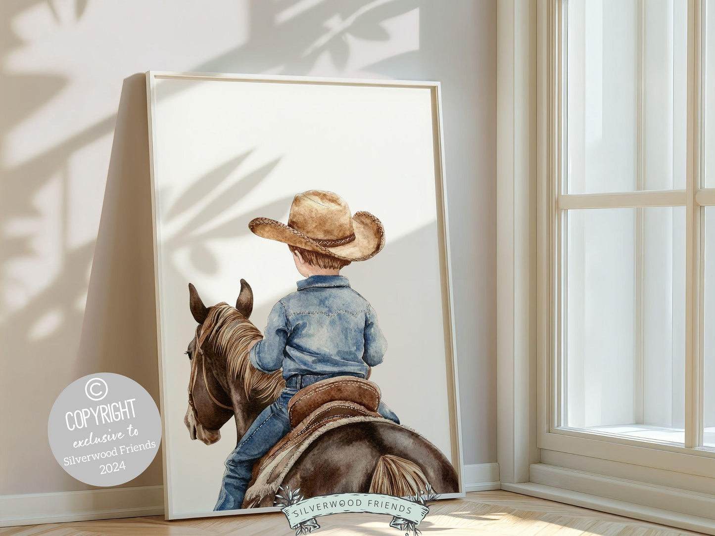 Cowboy Nursery Print, Cowboy Nursery Decor, Baby Boy Western Nursery Decor,Little Boy Cowboy Hat Horse Riding Nursery Wall Art Digital Print