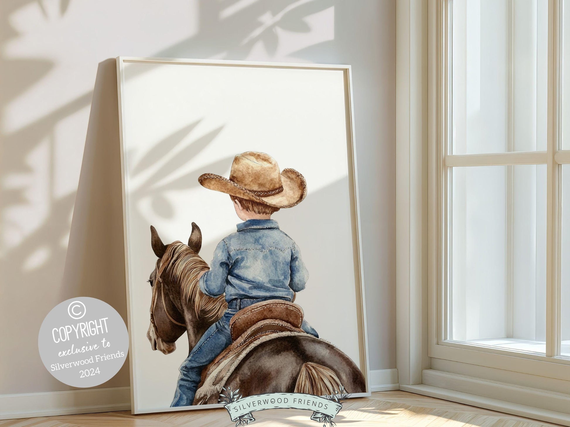 Cowboy Nursery Print, Cowboy Nursery Decor, Baby Boy Western Nursery Decor,Little Boy Cowboy Hat Horse Riding Nursery Wall Art Digital Print