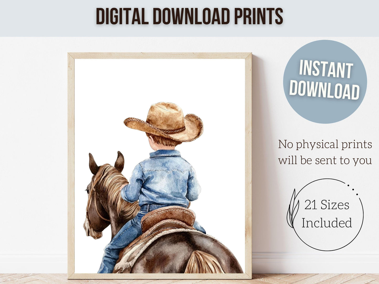 Cowboy Nursery Print, Cowboy Nursery Decor, Baby Boy Western Nursery Decor,Little Boy Cowboy Hat Horse Riding Nursery Wall Art Digital Print