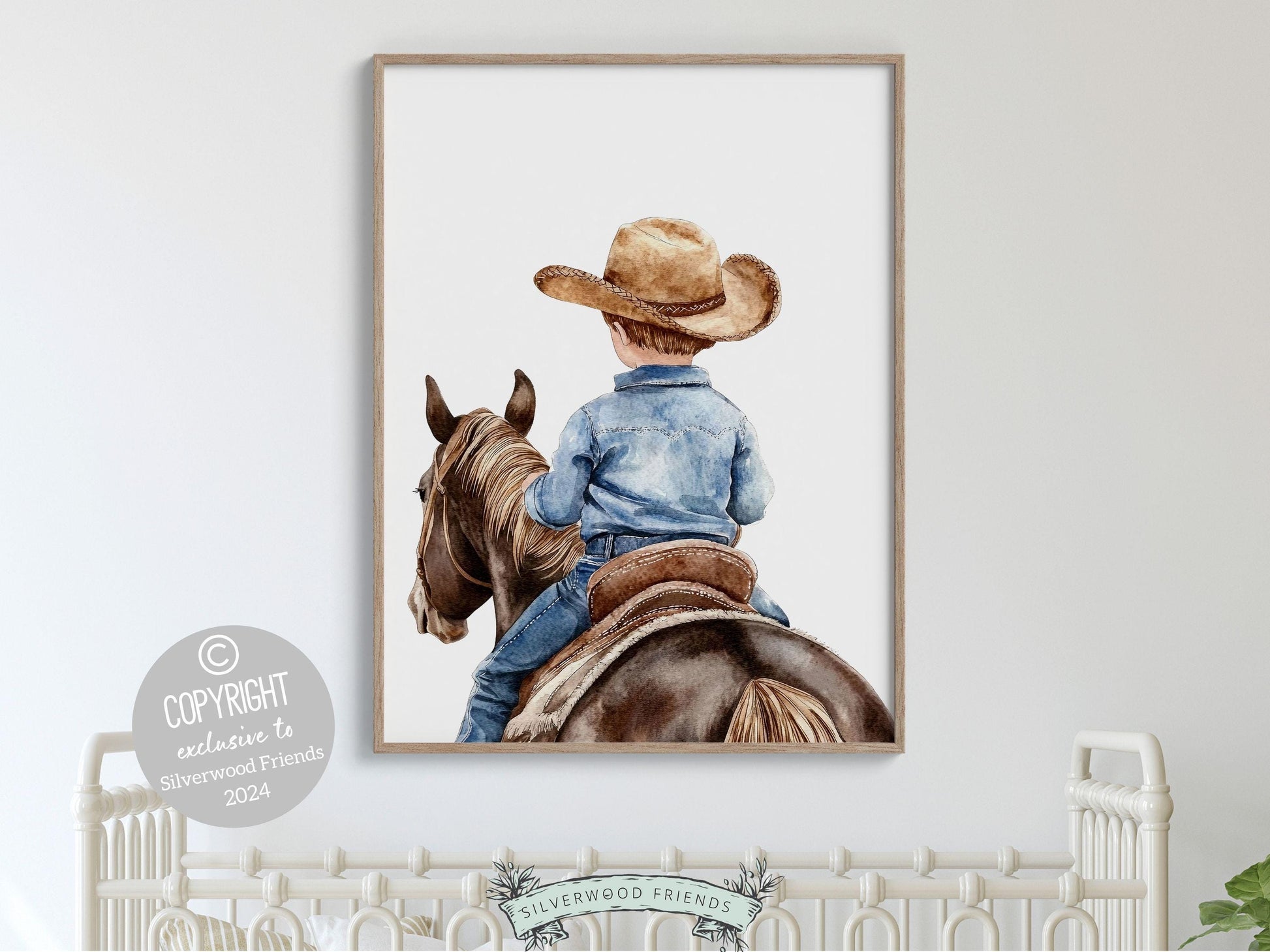 Cowboy Nursery Print, Cowboy Nursery Decor, Baby Boy Western Nursery Decor,Little Boy Cowboy Hat Horse Riding Nursery Wall Art Digital Print