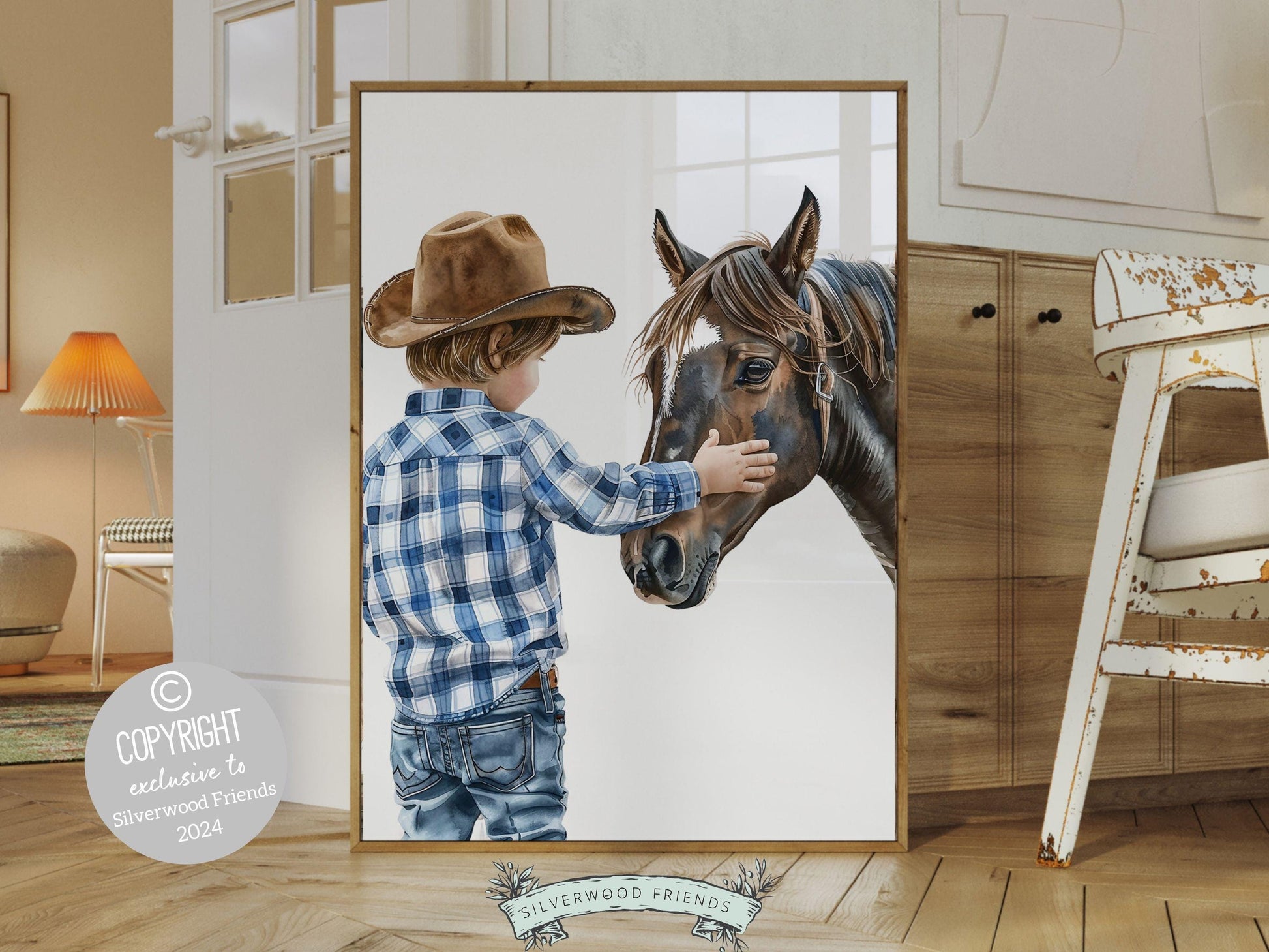 Cowboy Nursery Print, Cowboy Nursery Decor, Baby Boy Western Nursery Decor,Little Boy Cowboy Hat Horse Riding Nursery Wall Art Digital Print