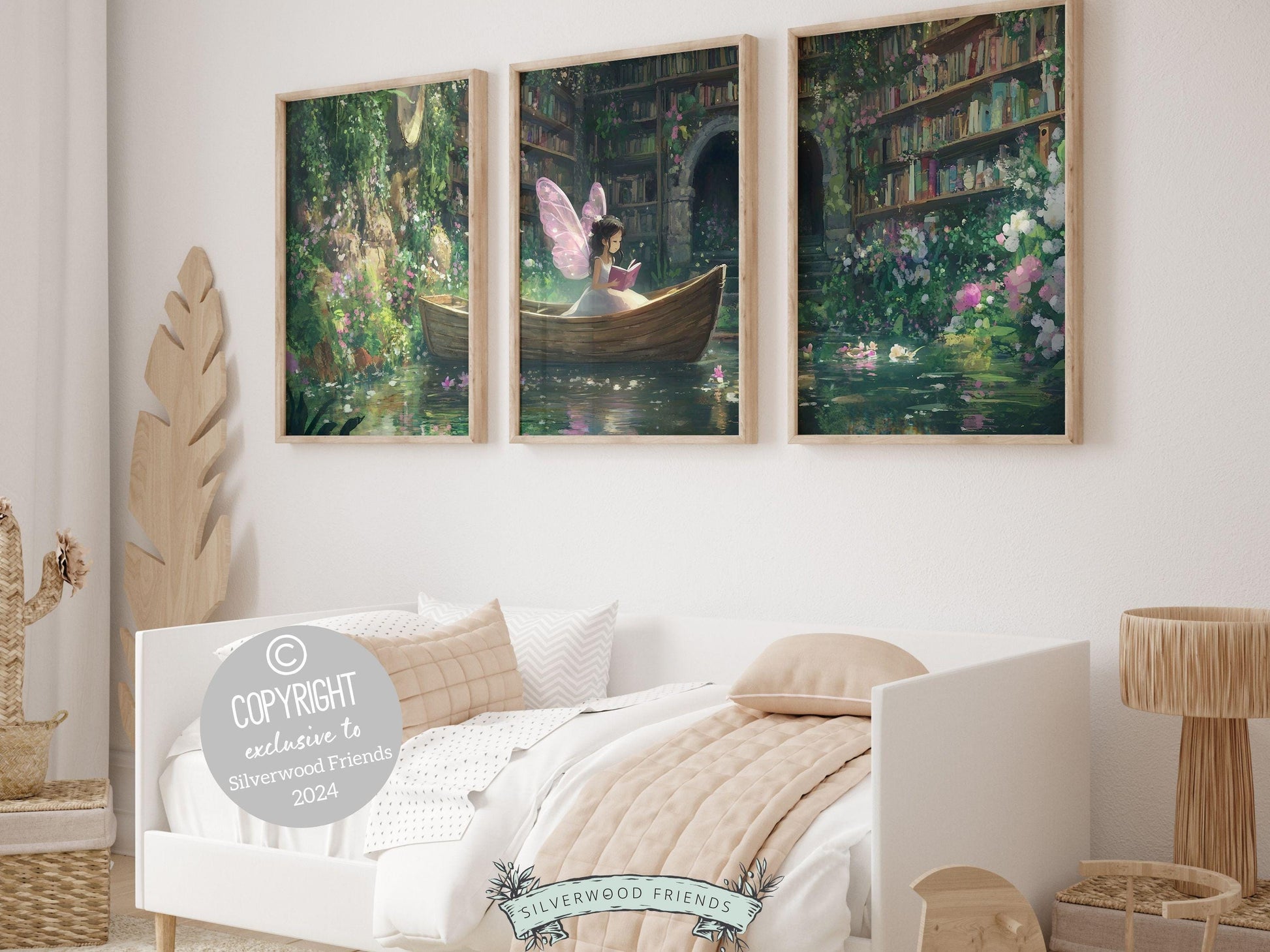 Fairy Nursery Prints, Fairy Nursery Decor, Whimsical Woodland Fairytale Nursery Wall Art, Fairycore Room Bookish Wall Decor Digital Print
