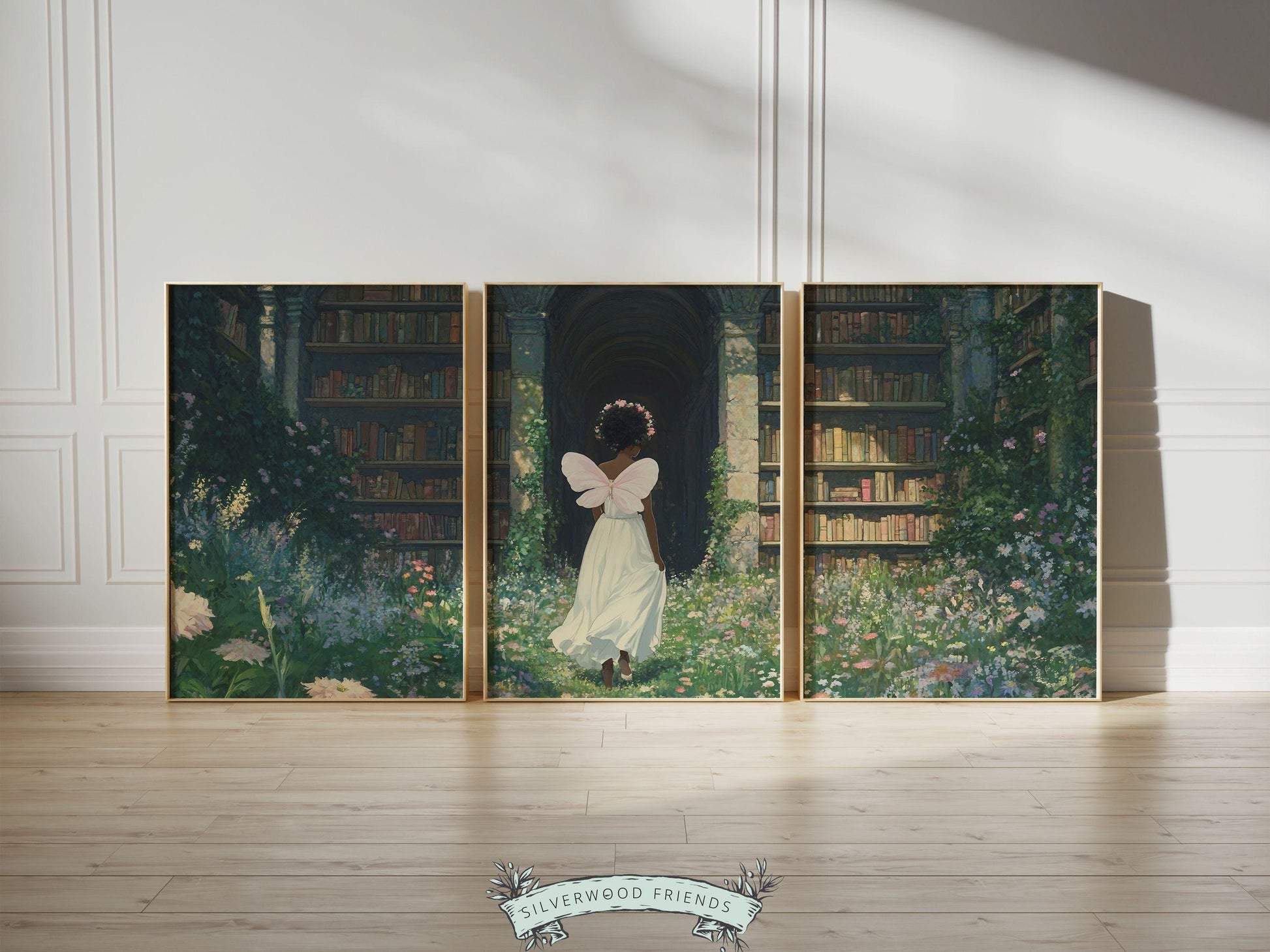 Black Girl Fairy Prints, African American Fairy Ballerina Nursery Wall Art Decor, Black Girl Fairytale Reading Nook Wall Decor Digital Print