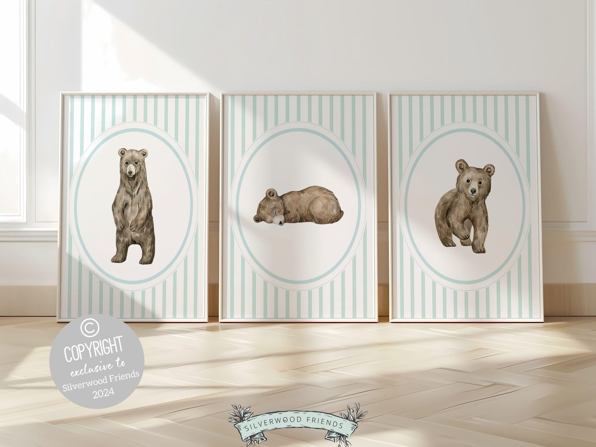 Baby Bear Nursery Prints, Baby Boy Sage Green Woodland Bear Nursery Decor, Teddy Bear Nursery Wall Art, Boys Woodland Nursery Digital Prints
