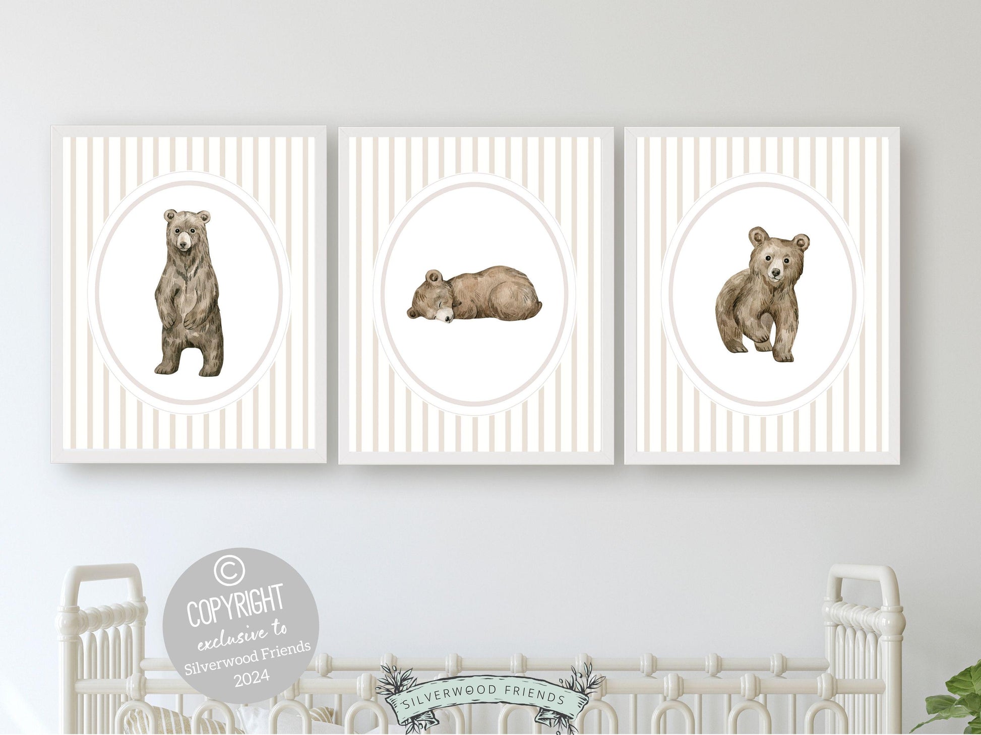 Baby Bear Nursery Prints, Baby Boy Beige Brown Woodland Bear Nursery Decor, Teddy Bear Nursery Wall Art Unisex Neutral Nursery Digital Print