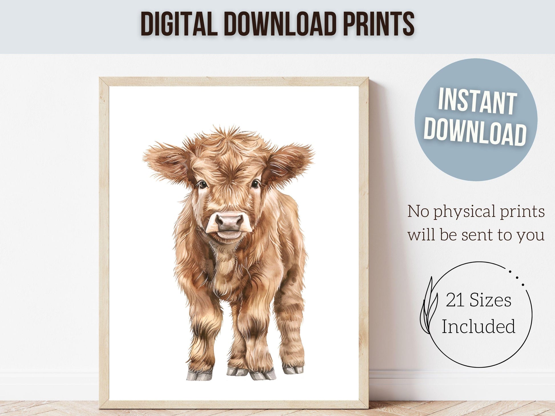 Peeking Highland Cow Nursery Print, Highland Cow Nursery Decor, Highland Cow Gift Kids Farm Bedroom Wall Decor, Watercolor Cow Digital Print