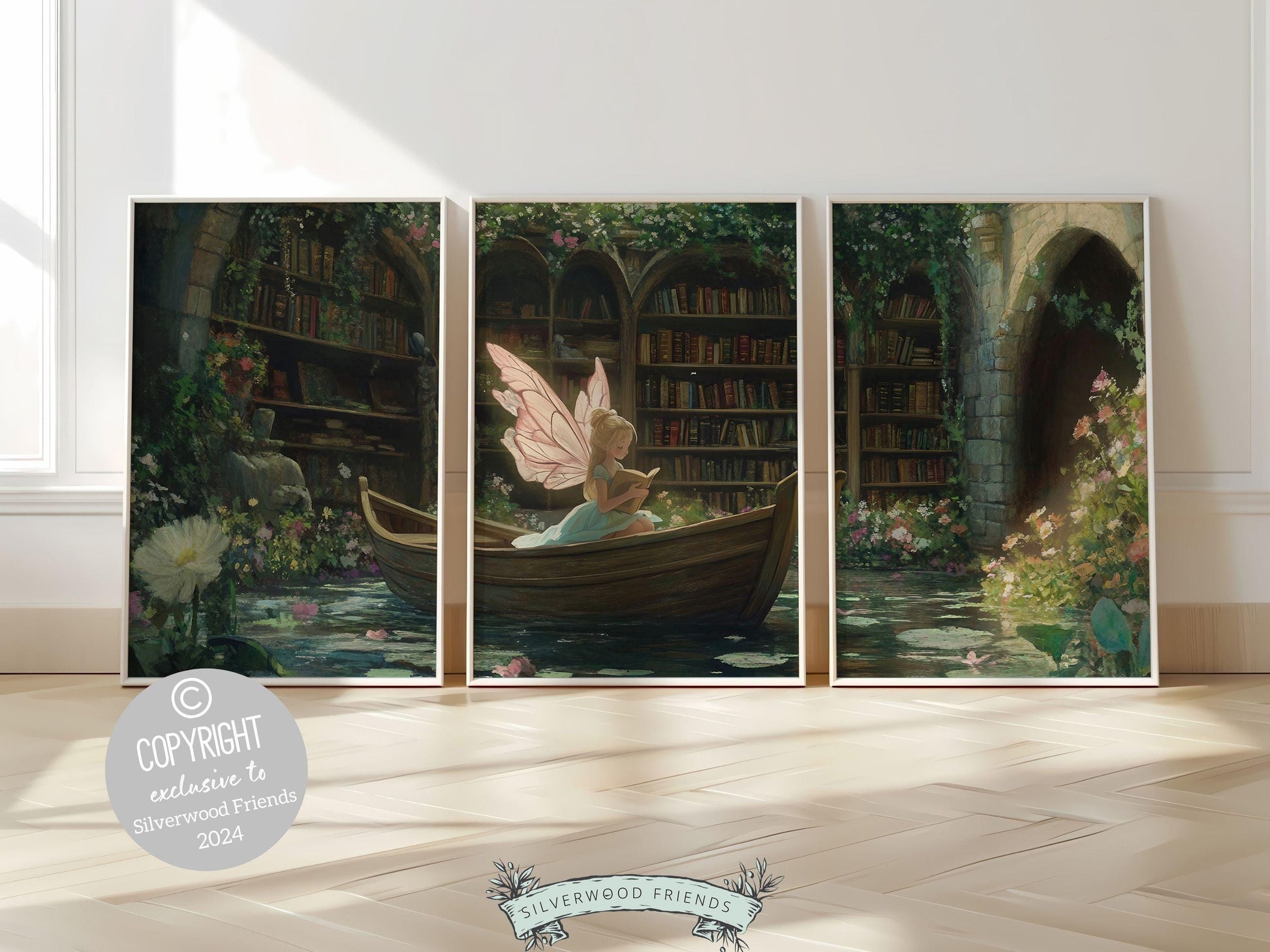 Fairy Nursery Prints, Fairy Nursery Decor, Whimsical Woodland Fairytale Nursery Wall Art, Fairycore Bookish Room Wall Decor Digital Prints