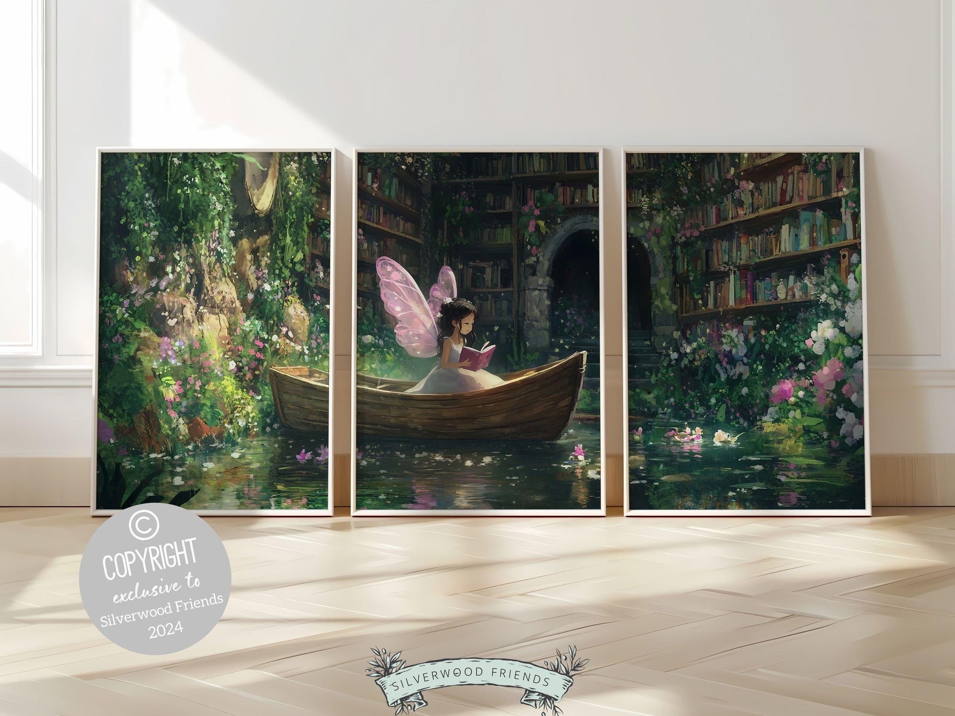 Fairy Nursery Prints, Fairy Nursery Decor, Whimsical Woodland Fairytale Nursery Wall Art, Fairycore Room Bookish Wall Decor Digital Print