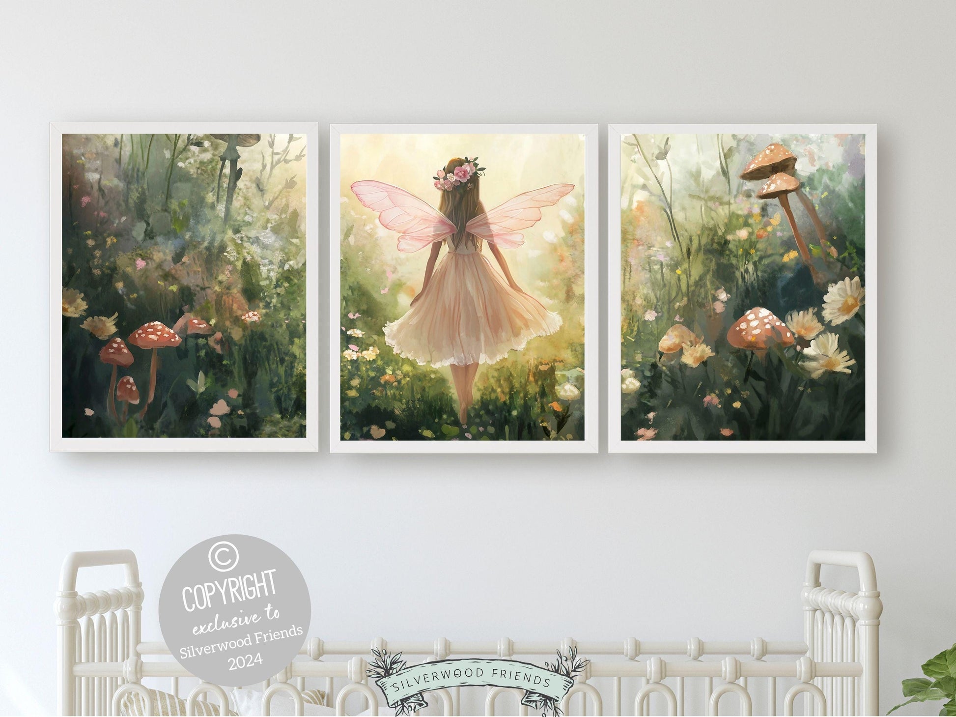 Fairy Nursery Prints, Fairy Ballerina Nursery Decor, Woodland Nursery Wall Art Baby Girl Fairytale Princess Nursery Wall Decor Digital Print