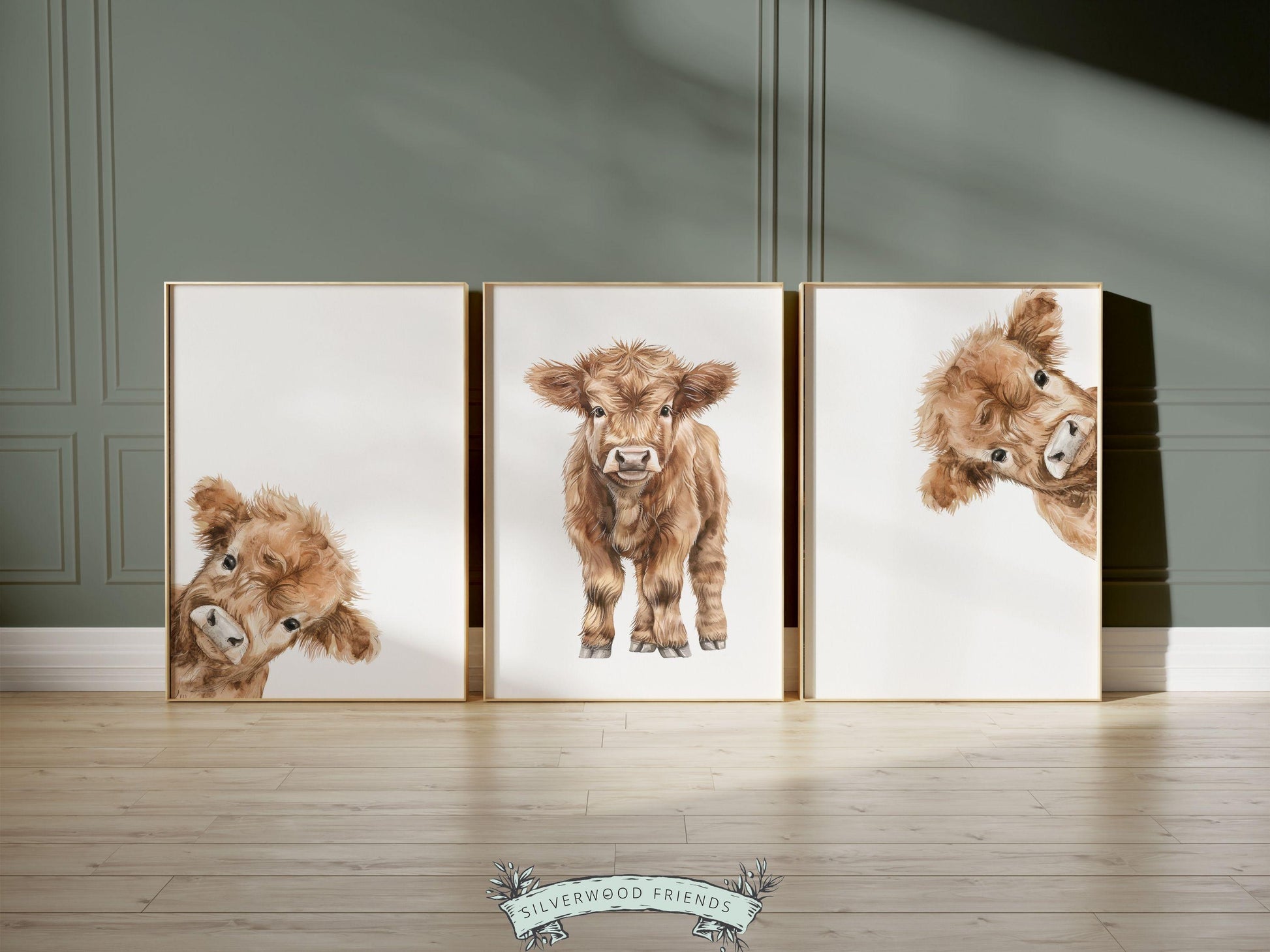 Peeking Highland Cow Nursery Print, Highland Cow Nursery Decor, Highland Cow Gift Kids Farm Bedroom Wall Decor, Watercolor Cow Digital Print