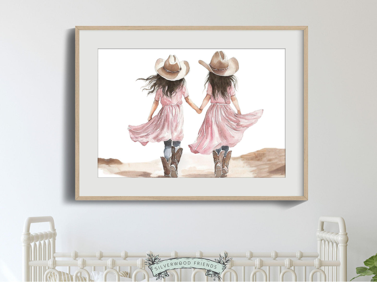 Cowgirl Nursery Print, Cowgirl Nursery Decor, Baby Girls Western Nursery Decor, Little Cowgirl Twin Sisters Nursery Wall Art Digital Print