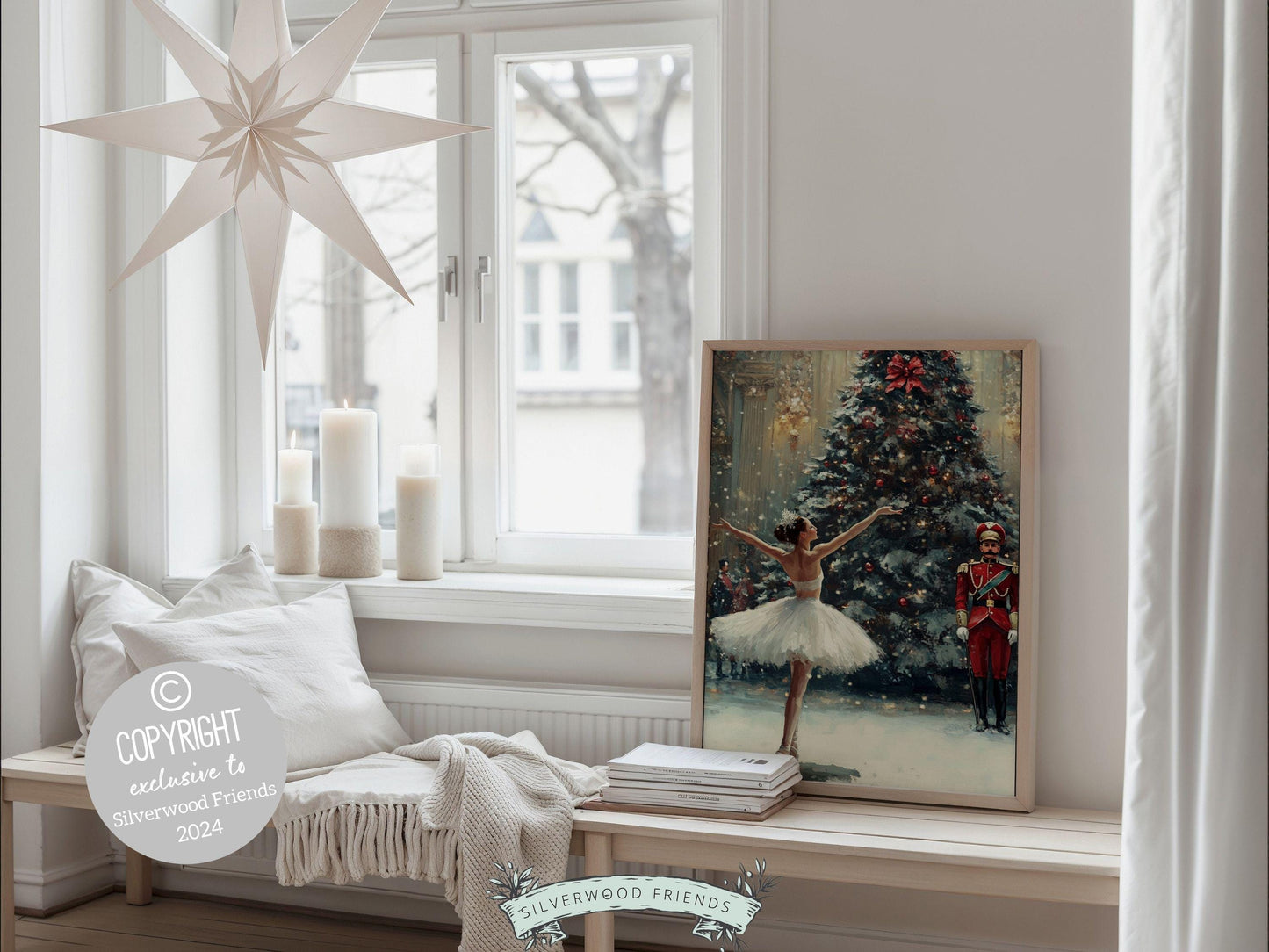 Ballerina Christmas Ballet Print, Christmas Printable Wall Art, Festive Christmas Holiday Hosting Decor, Girls Room Wall Decor Digital Print