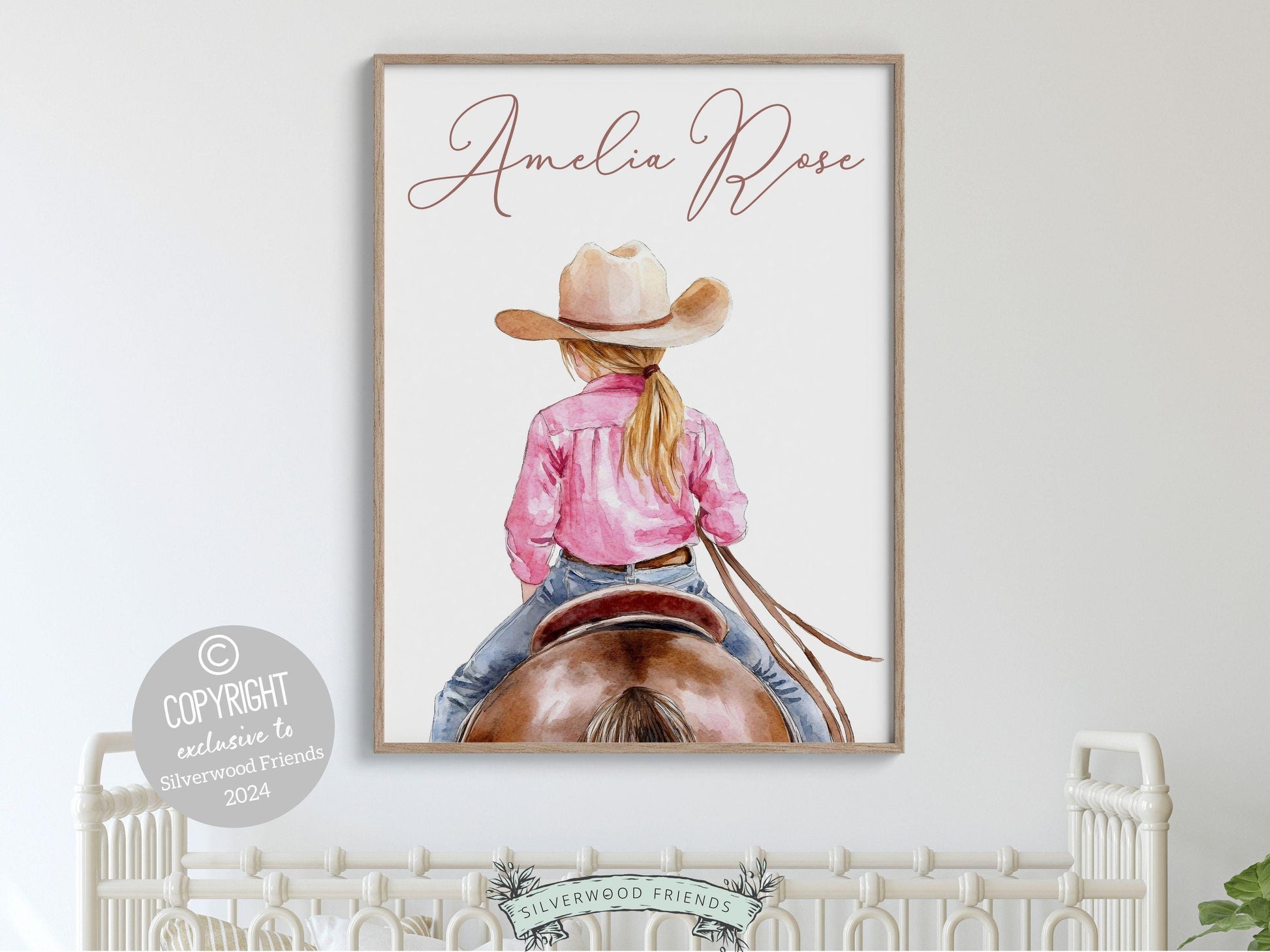 Cowgirl Horse Nursery Print, Cowgirl Horse Nursery Decor, Baby Girl Western Nursery Decor, Horse Girl Nursery Name Wall Art Digital Print