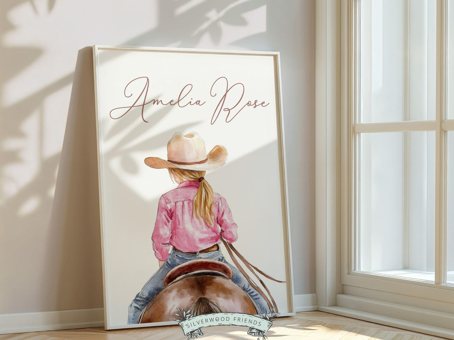 Cowgirl Horse Nursery Print, Cowgirl Horse Nursery Decor, Baby Girl Western Nursery Decor, Horse Girl Nursery Name Wall Art Digital Print