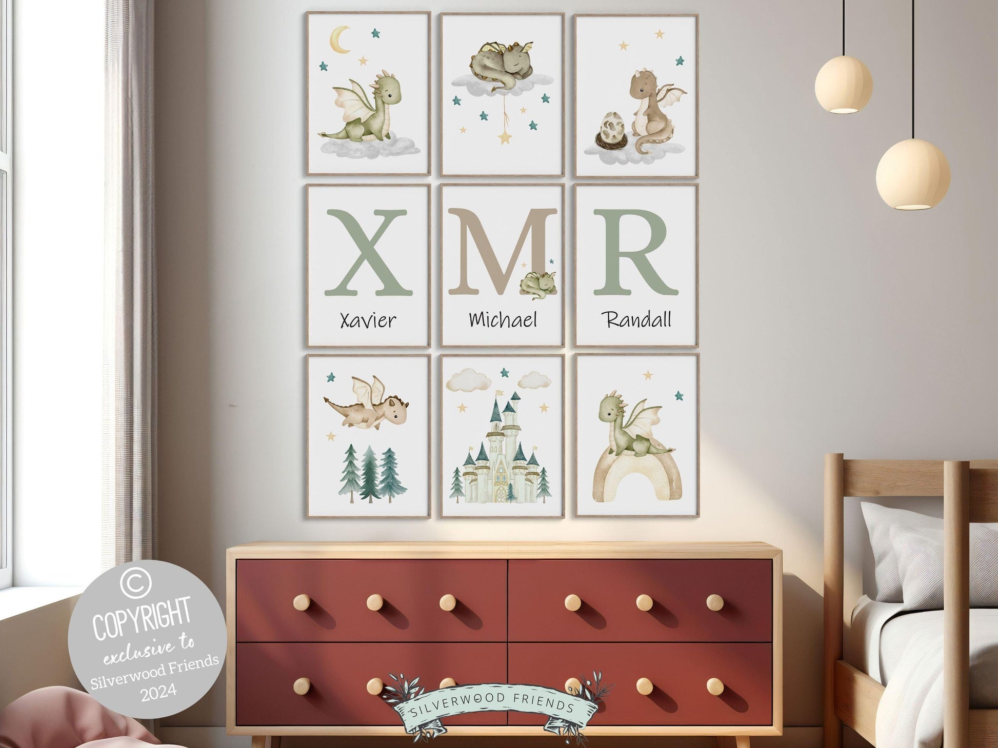 Baby Dragon Nursery Prints, Baby Dragon Nursery Decor, Custom Dragon Baby Name Nursery Wall Art Print , Personalized Fairytale Digital Print