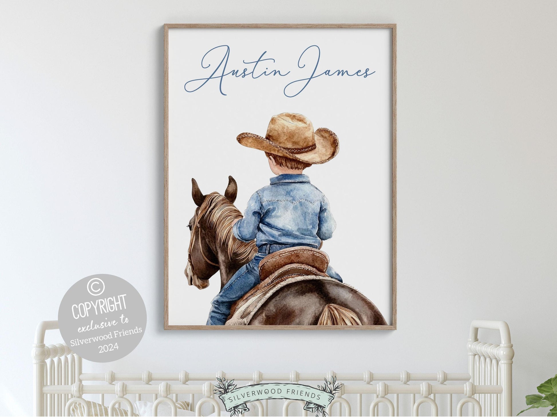 Cowboy Nursery Print, Cowboy Nursery Decor, Baby Boys Western Nursery Decor, Little Boy Cowboy Horse Riding Nursery Wall Art Digital Print