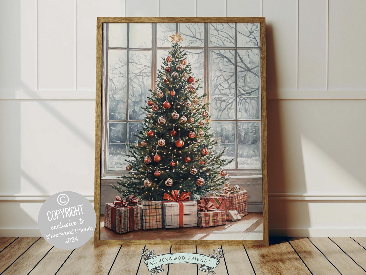 Christmas Tree Print, Christmas Tree Wall Art, Christmas Farmhouse Holiday Decor Printables, Seasonal Festive Decor, Xmas Tree Digital Print