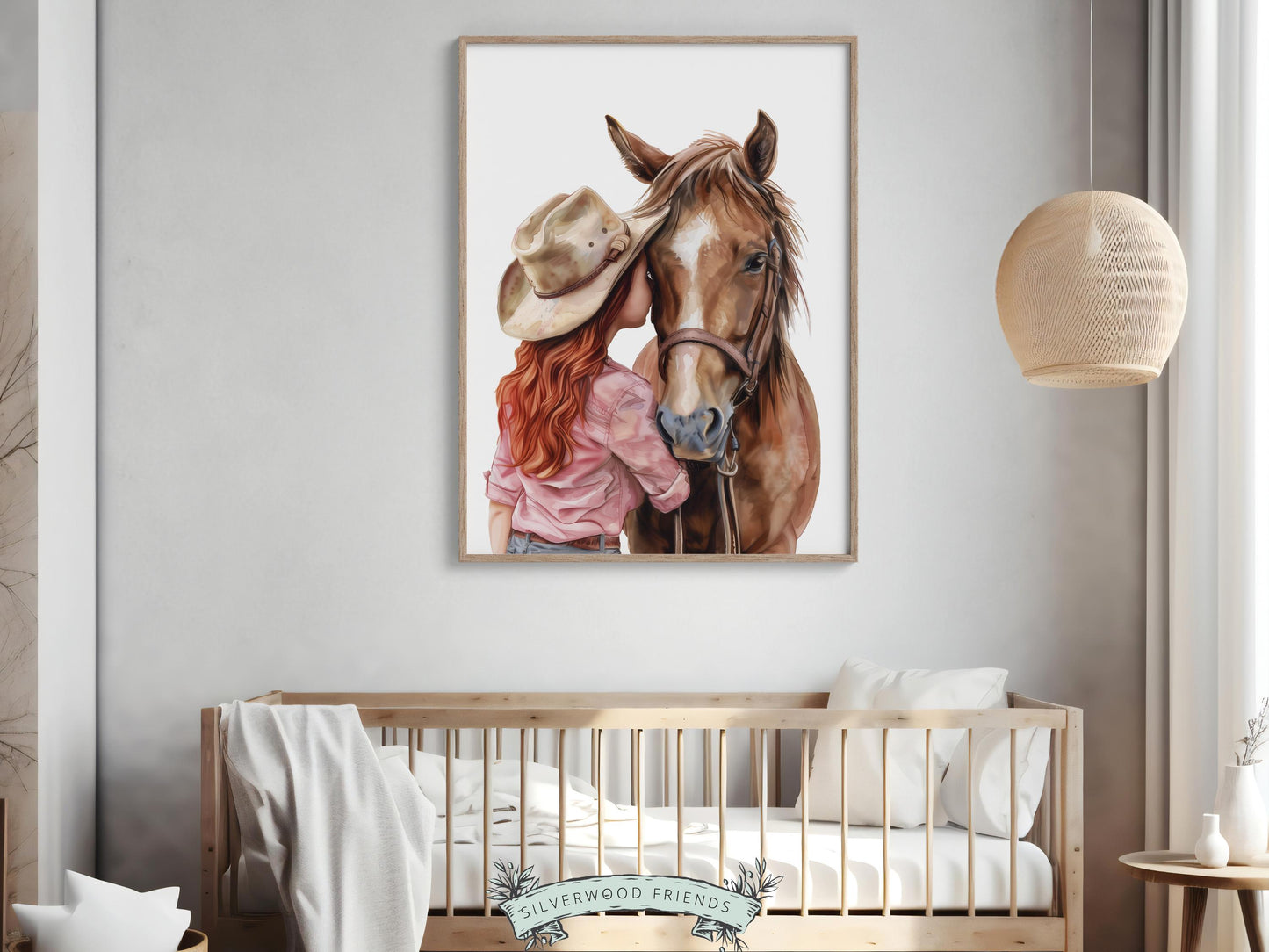 Cowgirl Horse Nursery Print, Cowgirl Horse Nursery Decor, Baby Girl Western Nursery Decor, Equestrian Nursery Wall Art Horse Digital Print