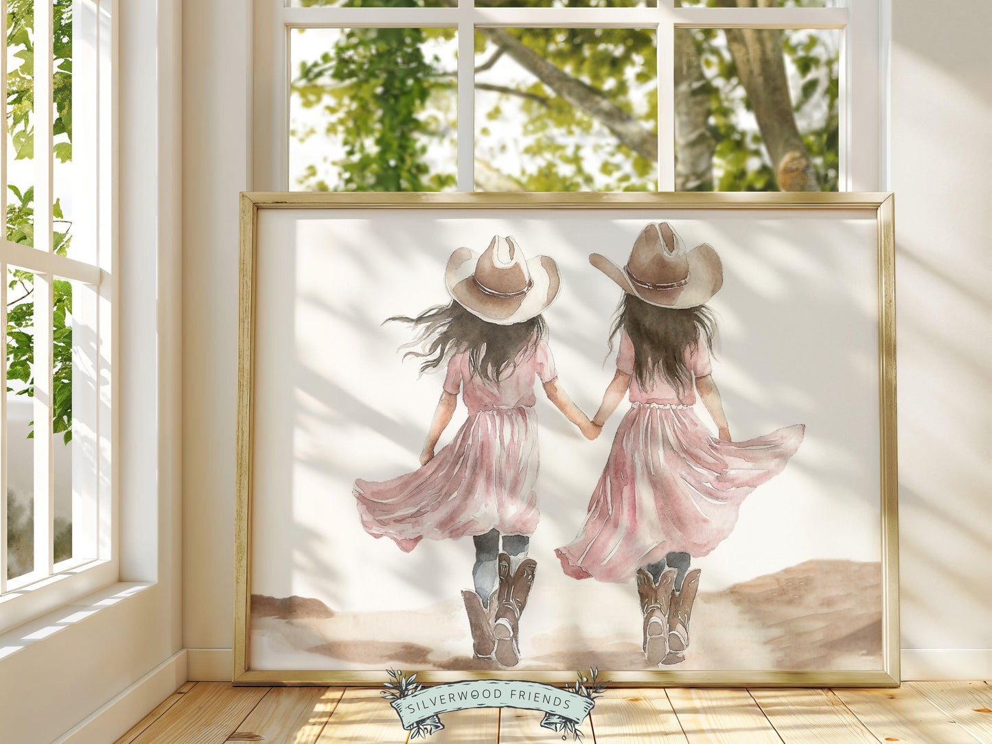 Cowgirl Nursery Print, Cowgirl Nursery Decor, Baby Girls Western Nursery Decor, Little Cowgirl Twin Sisters Nursery Wall Art Digital Print