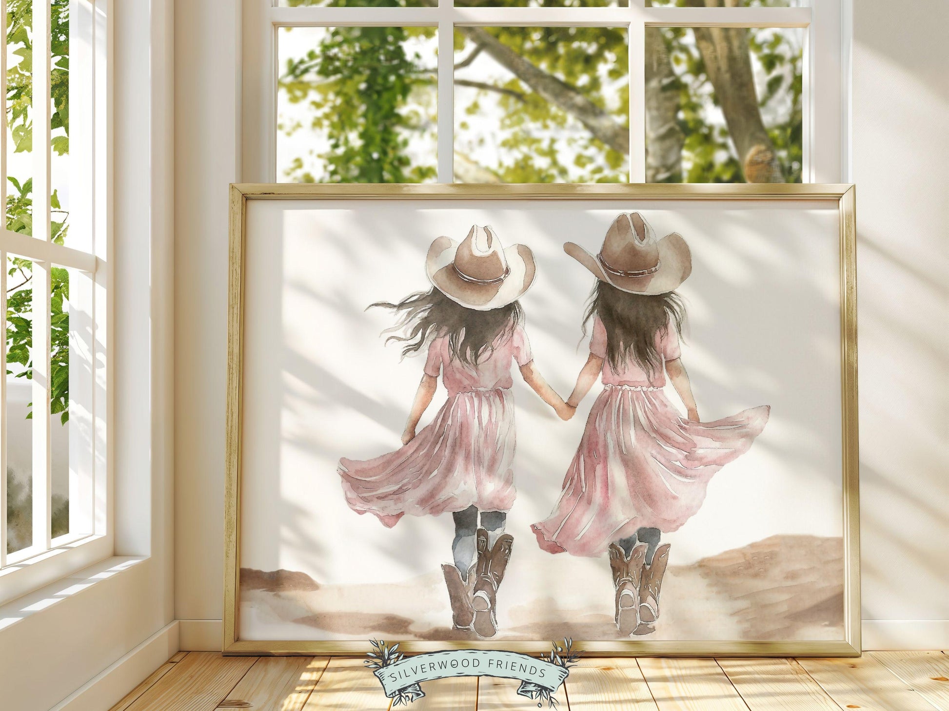 Cowgirl Nursery Print, Cowgirl Nursery Decor, Baby Girls Western Nursery Decor, Little Cowgirl Twin Sisters Nursery Wall Art Digital Print