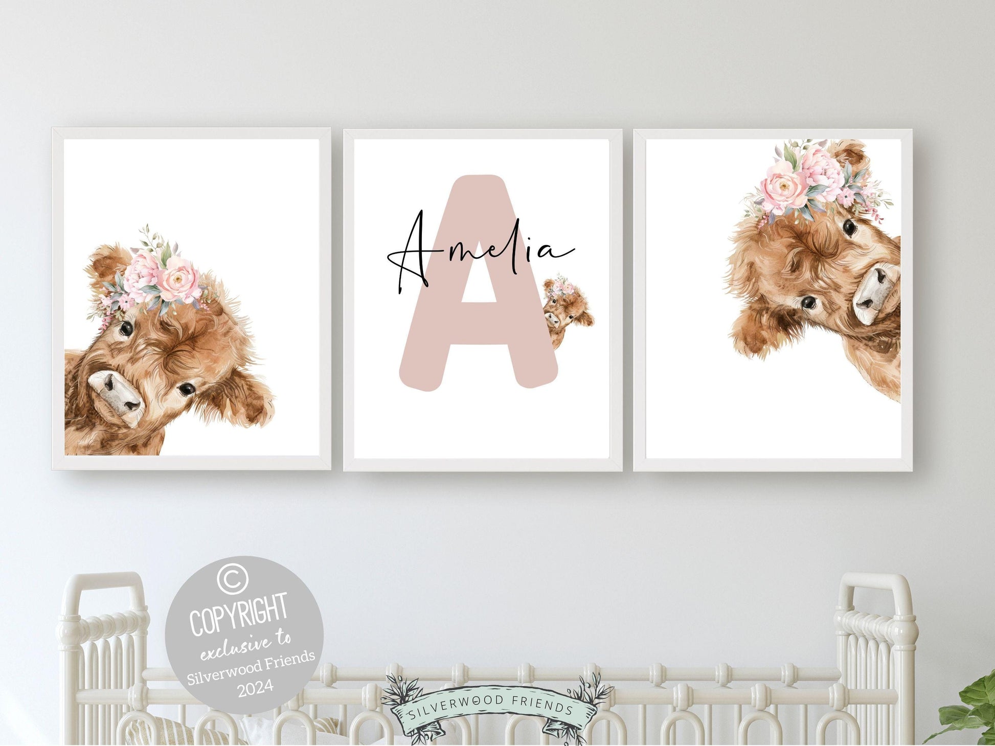 Peeking Highland Cow Nursery Print, Highland Cow Nursery Decor, Highland Cow Gift Kids Farm Bedroom Wall Decor, Watercolor Cow Digital Print