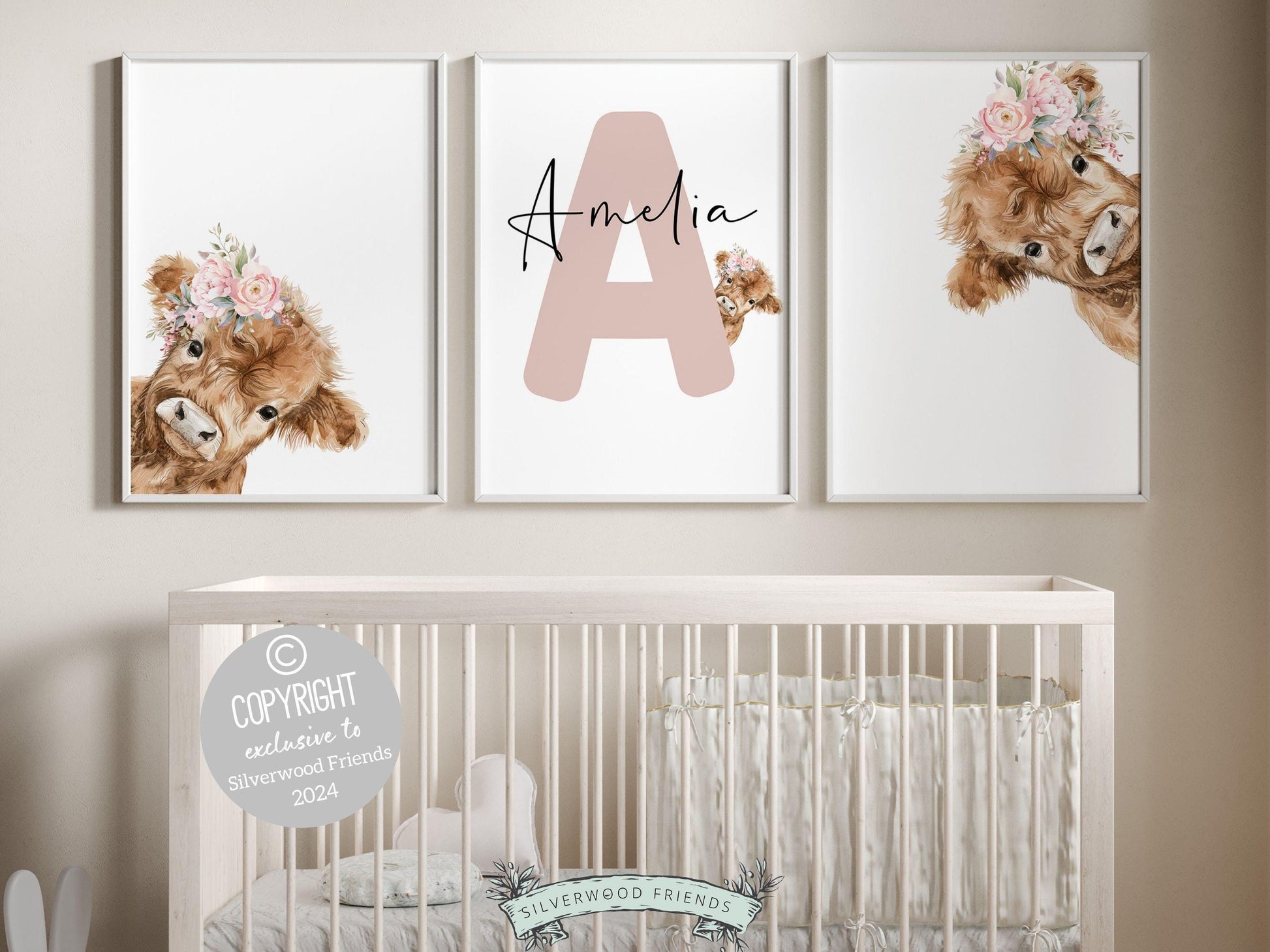 Peeking Highland Cow Nursery Print, Highland Cow Nursery Decor, Highland Cow Gift Kids Farm Bedroom Wall Decor, Watercolor Cow Digital Print