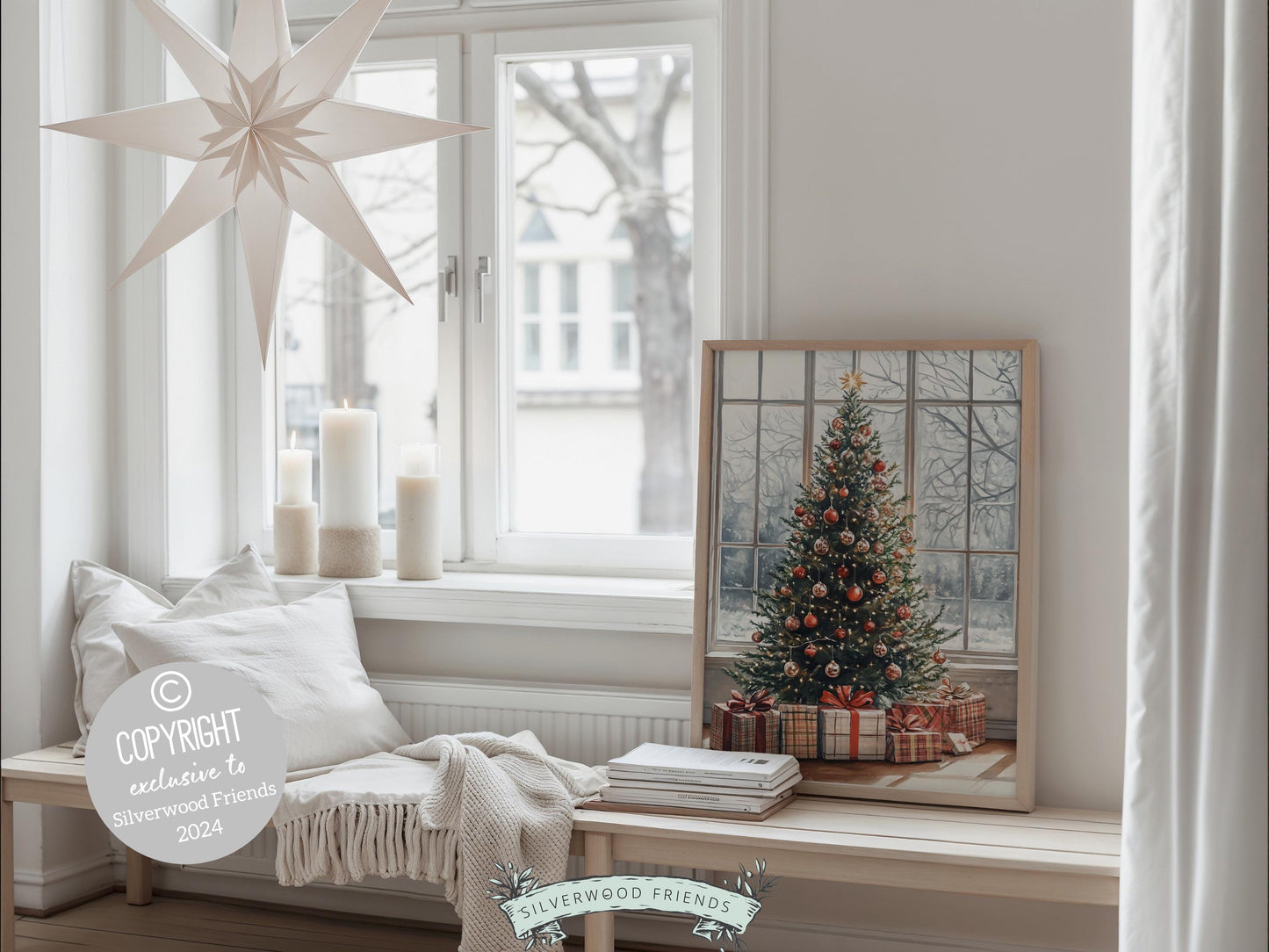 Christmas Tree Print, Christmas Tree Wall Art, Christmas Farmhouse Holiday Decor Printables, Seasonal Festive Decor, Xmas Tree Digital Print