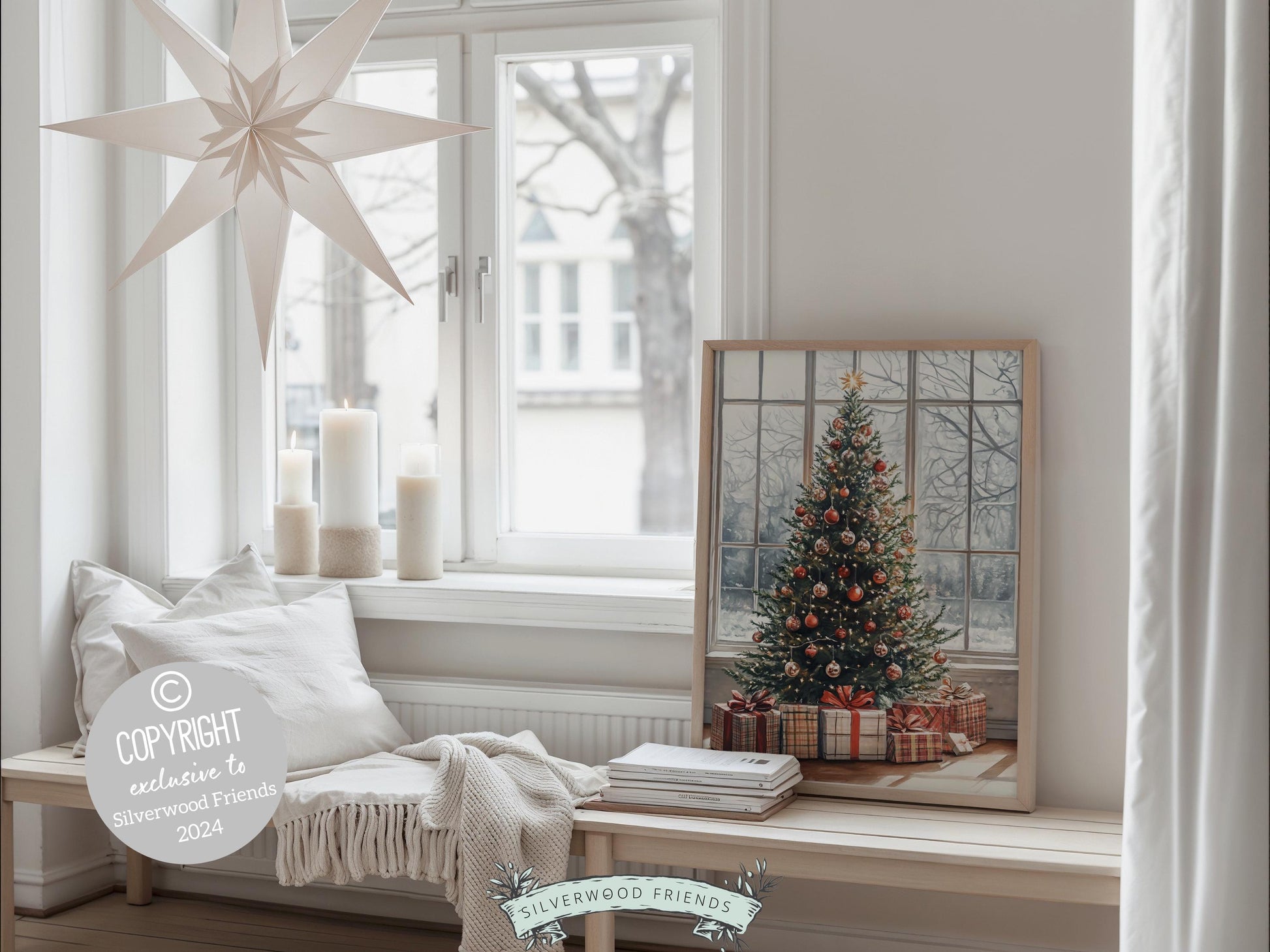 Christmas Tree Print, Christmas Tree Wall Art, Christmas Farmhouse Holiday Decor Printables, Seasonal Festive Decor, Xmas Tree Digital Print