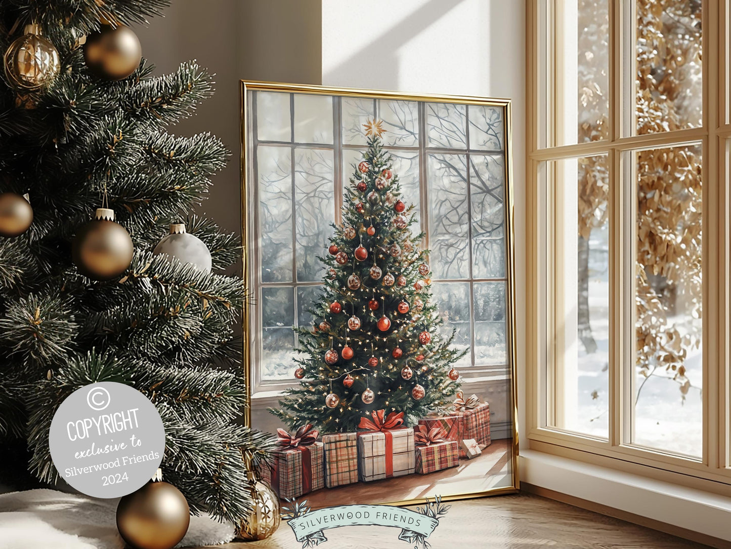 Christmas Tree Print, Christmas Tree Wall Art, Christmas Farmhouse Holiday Decor Printables, Seasonal Festive Decor, Xmas Tree Digital Print