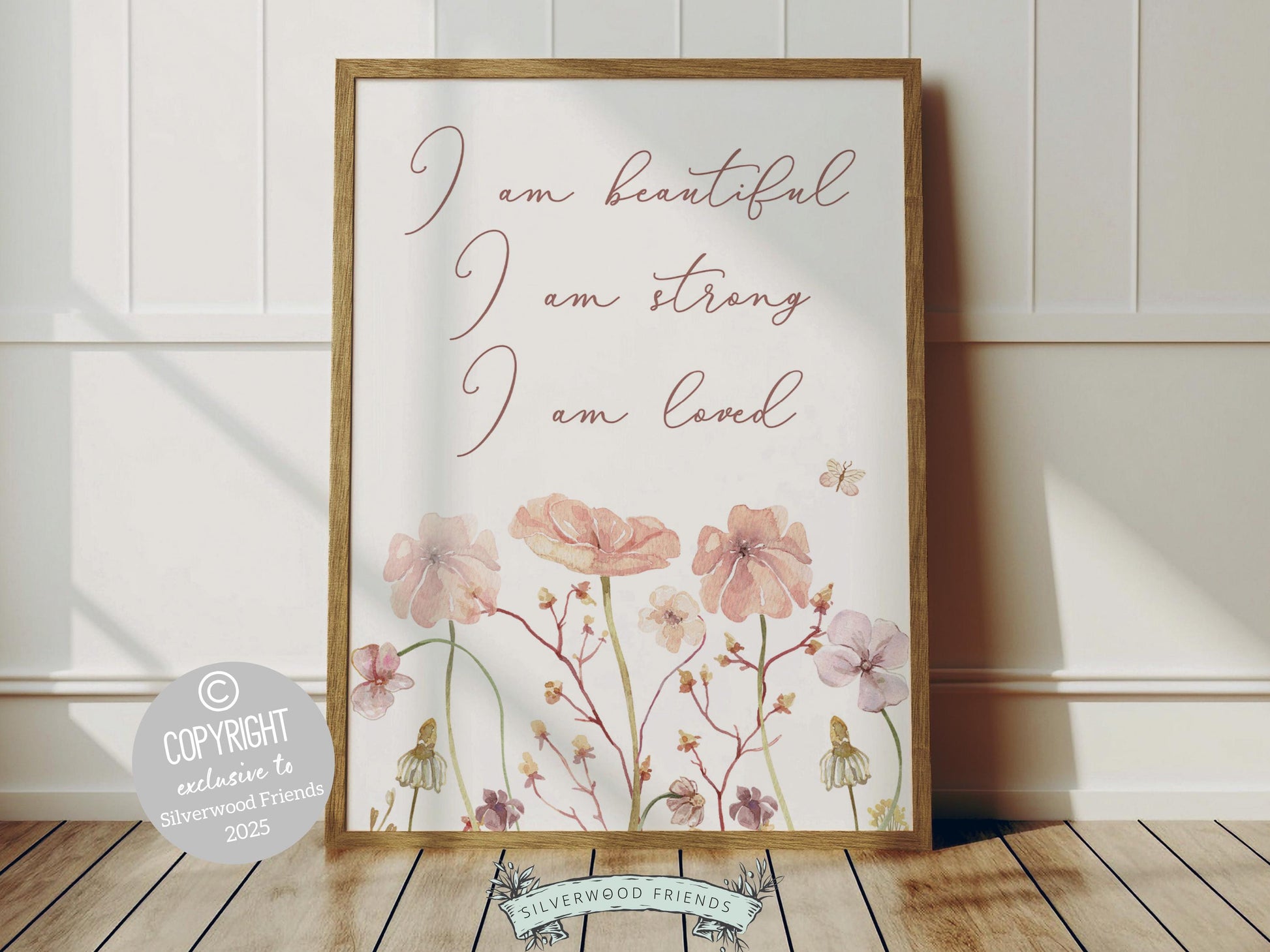 Girls Affirmation Wildflower Nursery Print Set, Boho Floral Wildflower Nursery Wall Art, Girls Positive Affirmations Bedroom Digital Prints