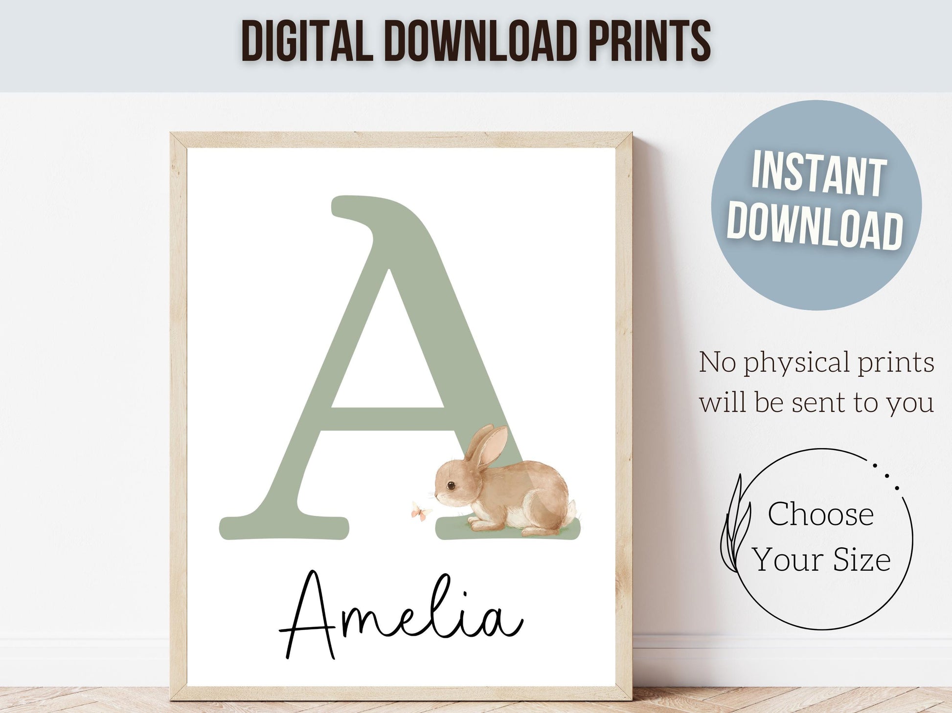 Bunny Nursery Prints, Floral Bunny Nursery Wall Art, Wildflower Nursery Decor, Girl Nursery Prints, Wild Flower Floral Nursery Digital Print