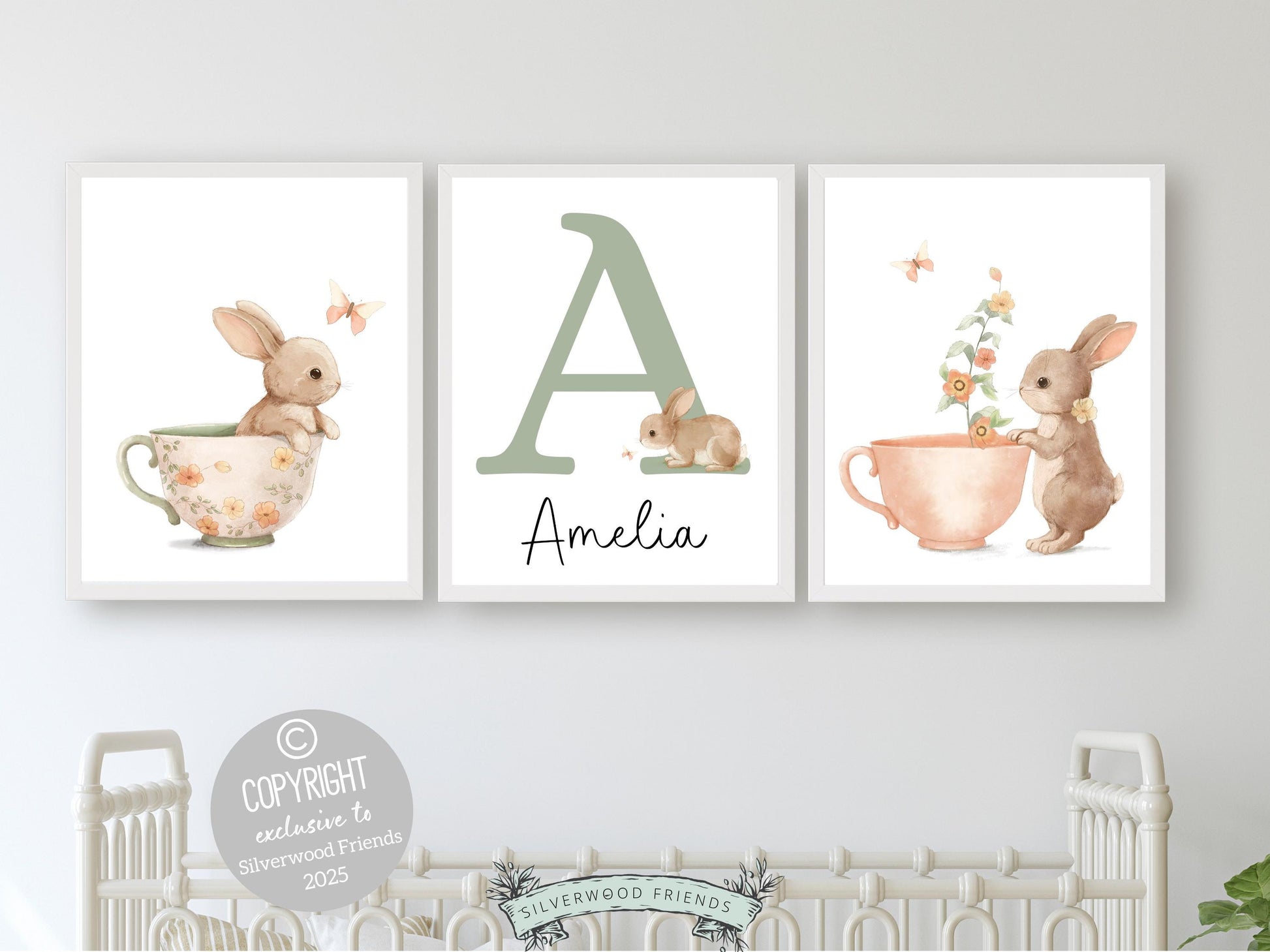 Bunny Nursery Prints, Floral Bunny Nursery Wall Art, Wildflower Nursery Decor, Girl Nursery Prints, Wild Flower Floral Nursery Digital Print