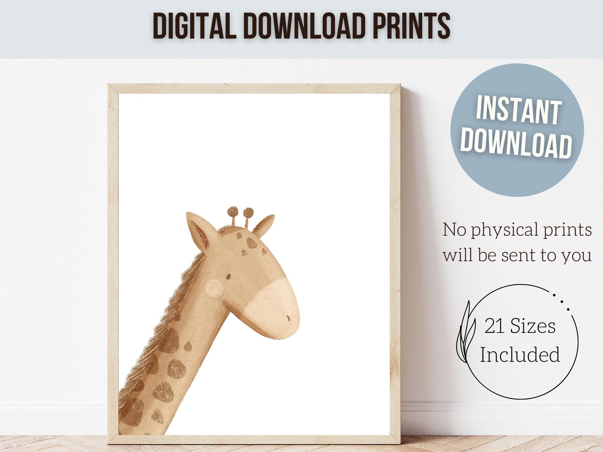 Peeking Giraffe Nursery Prints, Safari Jungle Animal Nursery Decor, Boys Toddler Room Nursery Wall Art, Giraffe Nursery Decor Digital Print